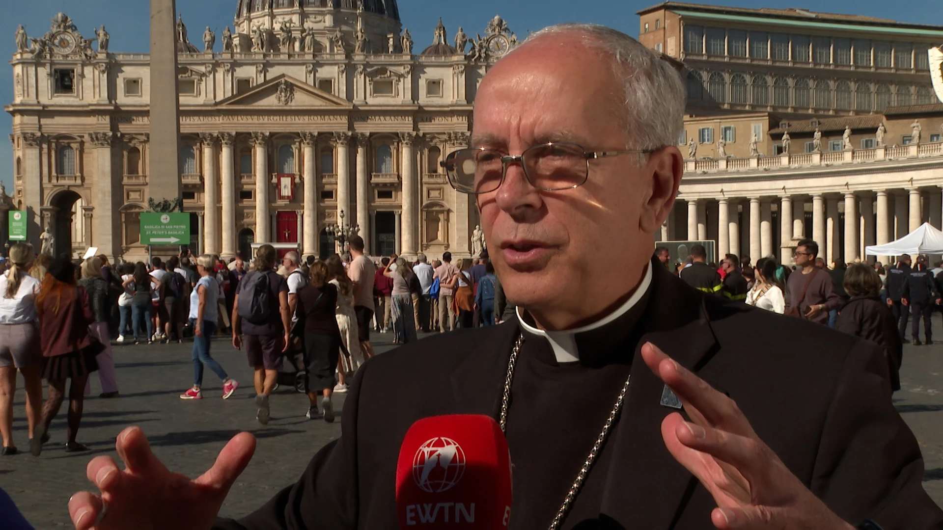 Bishop Mark Seitz of El Paso, Texas, speaks with EWTN News on Oct. 9, 2025, at the Vatican. | Credit: EWTN News
