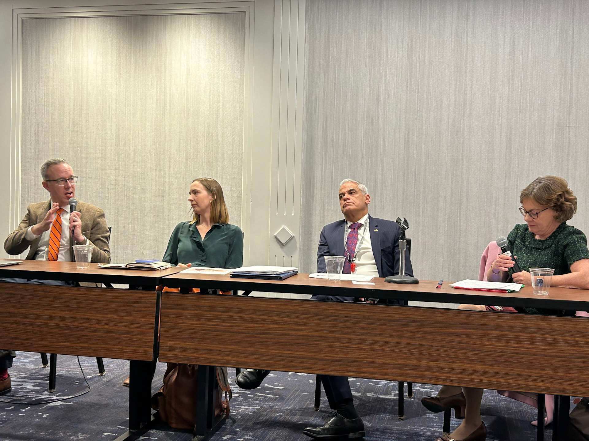American Catholic History Association panelists (from left to right) Brian Flanagan, Colleen Dulle, Miguel Diaz and Kathleen Sprows Cummings. Credit: Ken Oliver-Méndez/CNA