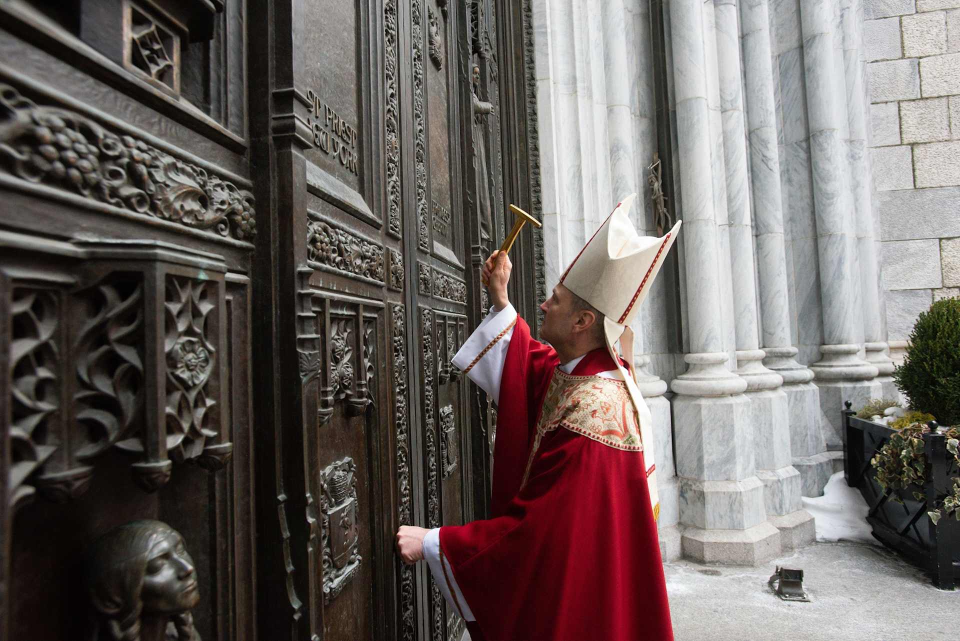 Archbishop Ronald Hicks just prior to entering St. Patrick’s Cathedral on Feb. 6, 2026. | Credit: Jeffrey Bruno/EWTN News