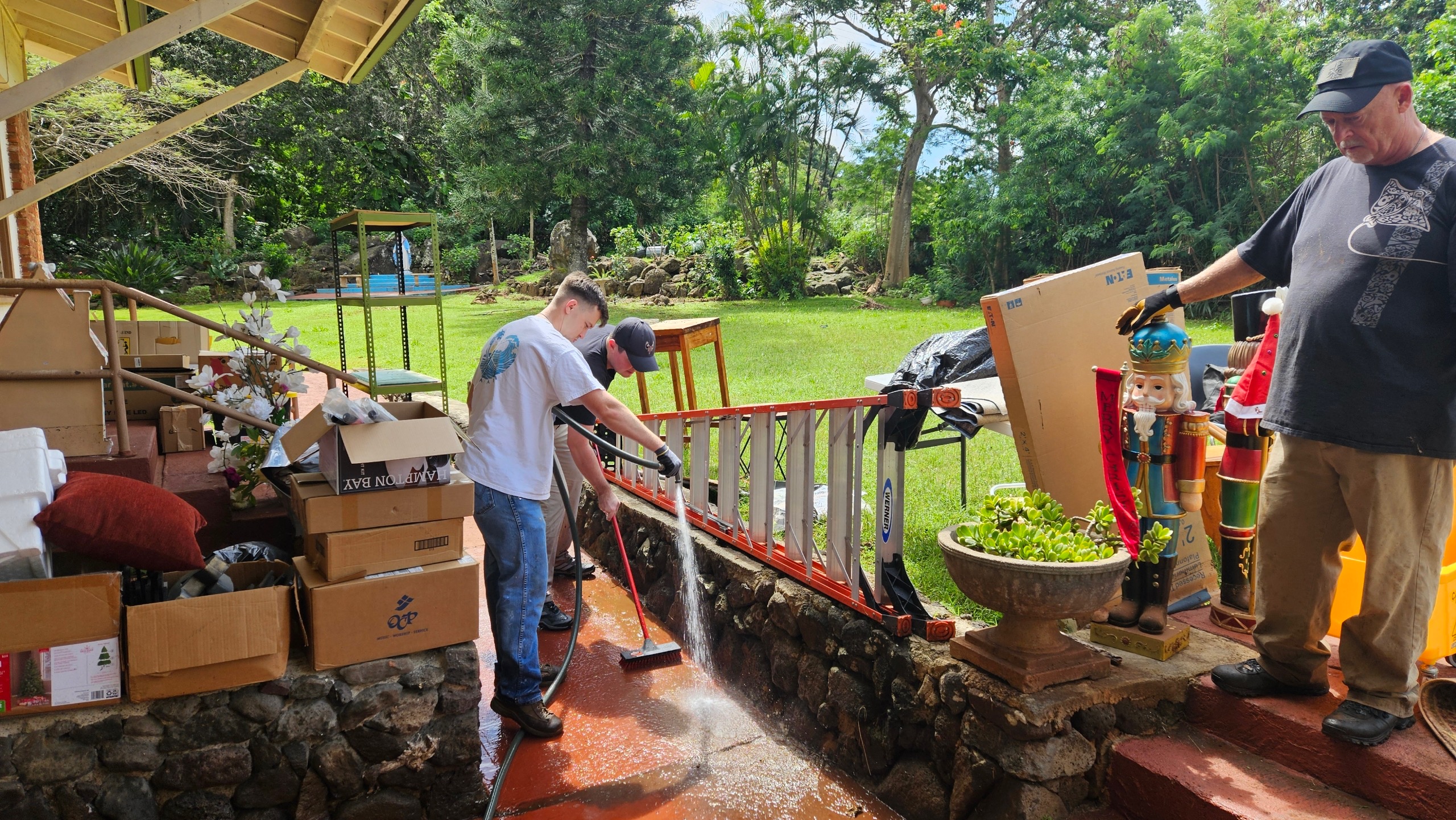EPIC Ministry volunteers clean the homes of North Shore, Oahu, Hawaii, residents affected by devastating storms in late March 2026. | Credit: Photo courtesy of Dallas Carter of EPIC Ministry