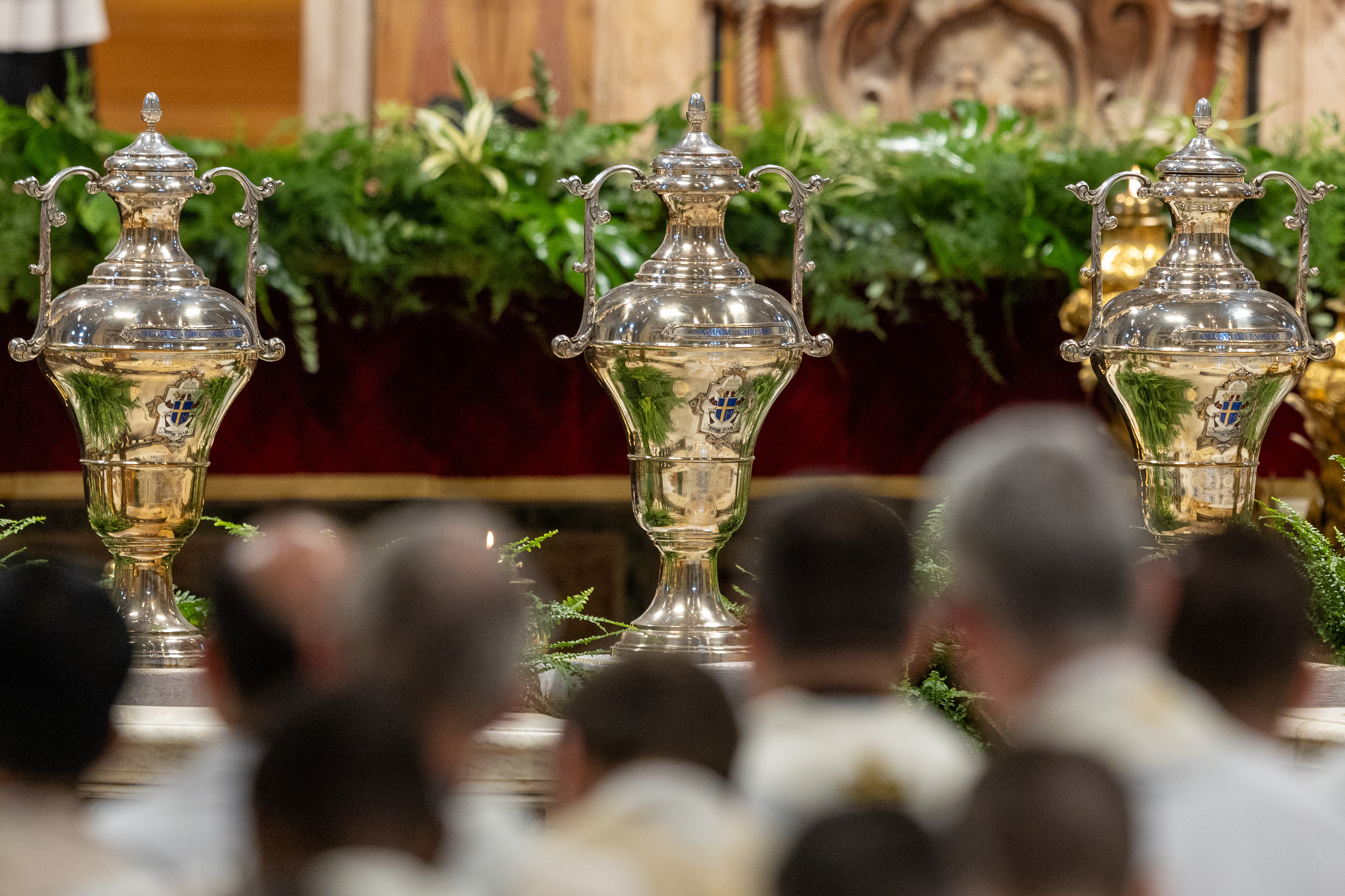 Chrismaria stand in a line at a chrism Mass at the Vatican on Holy Thursday, April 2, 2026. | Credit: Daniel Ibáñez/EWTN News