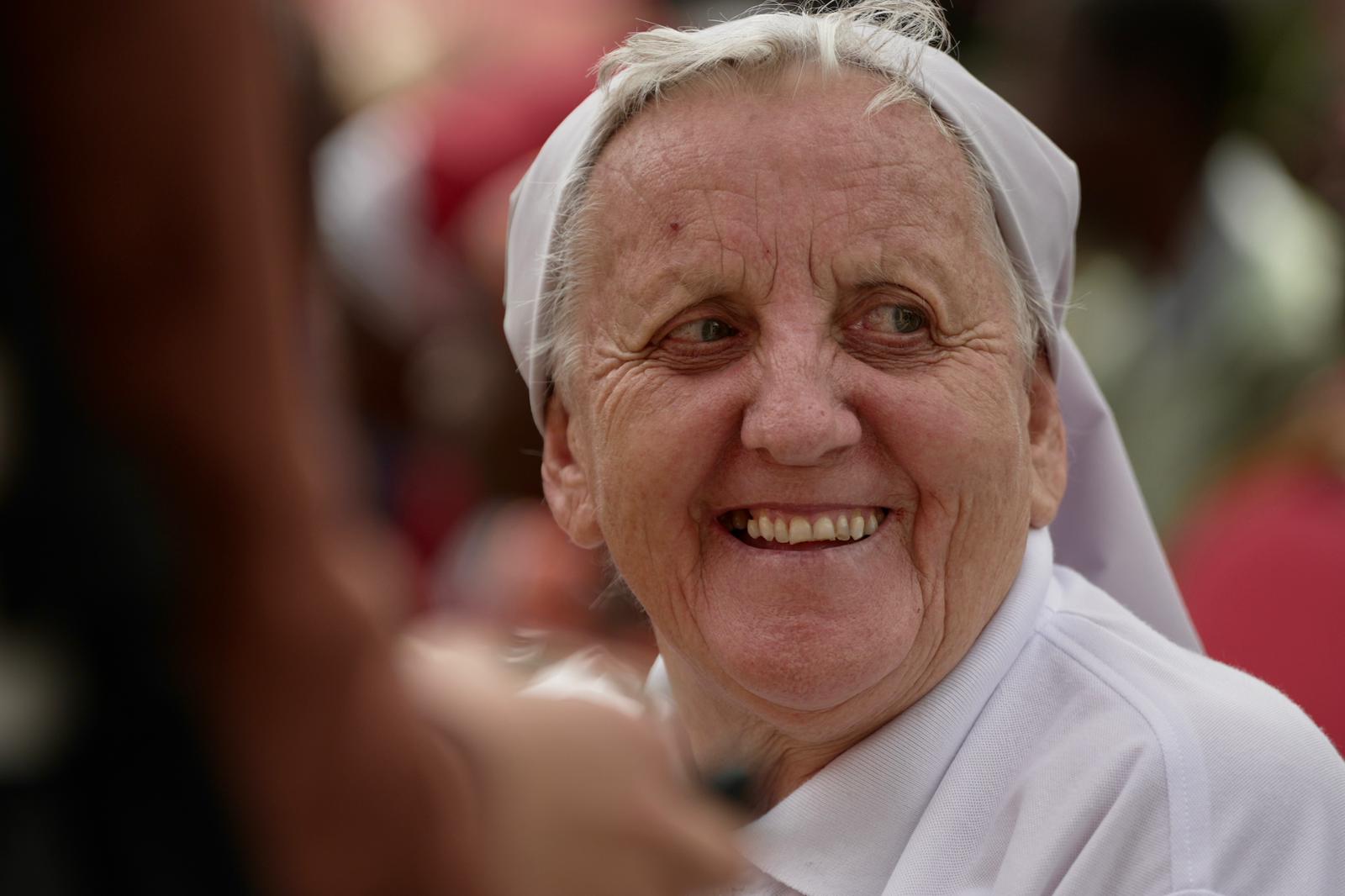 Pope Leo XIV visits a nursing home in Saurimo, Angola, on April 20, 2026. Credit: Patrick Leonard/EWTN News.