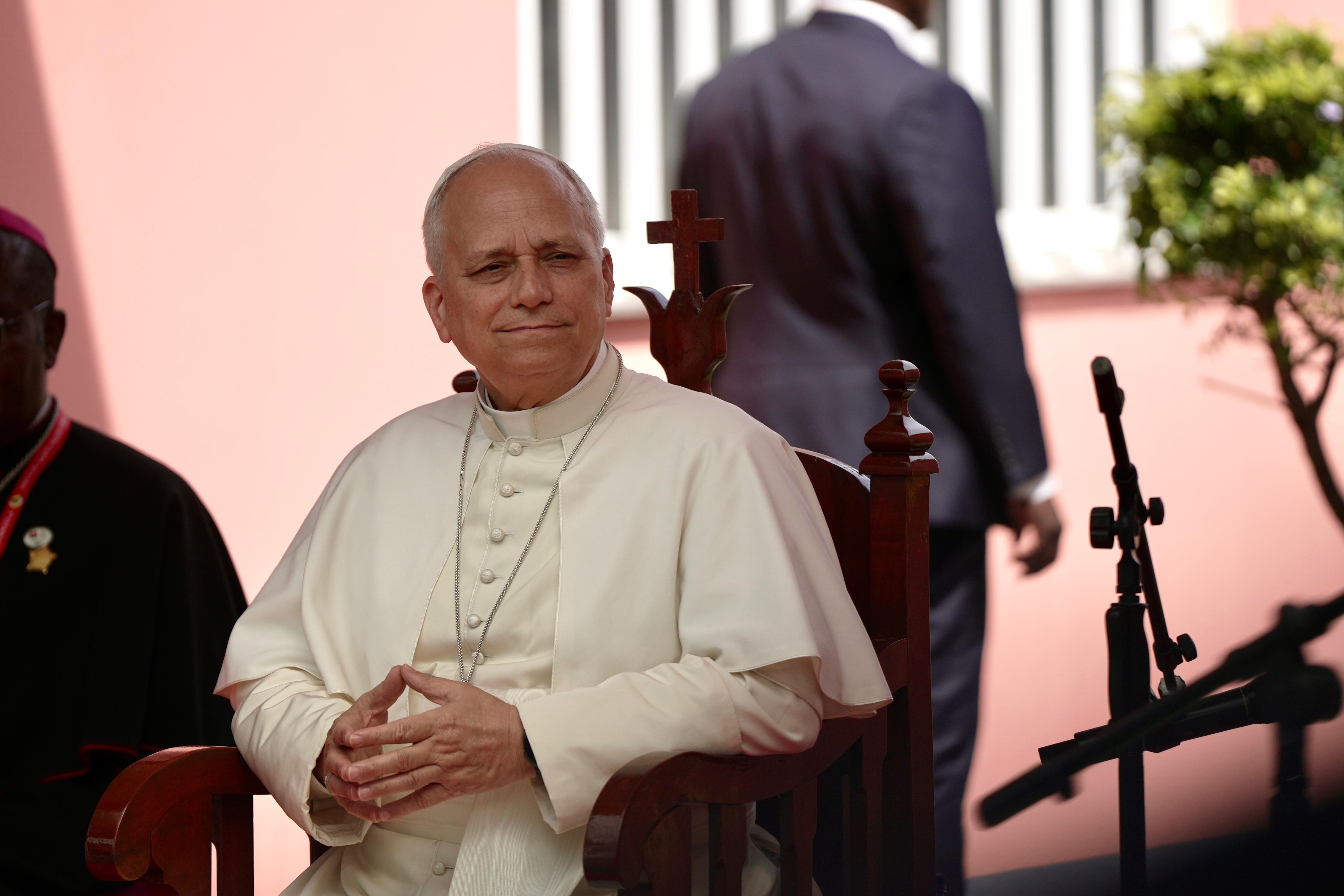 Pope Leo XIV listens to residents during his visit to a nursing home in Saurimo, Angola, on April 20, 2026. | Credit: Patrick Leonard/EWTN News