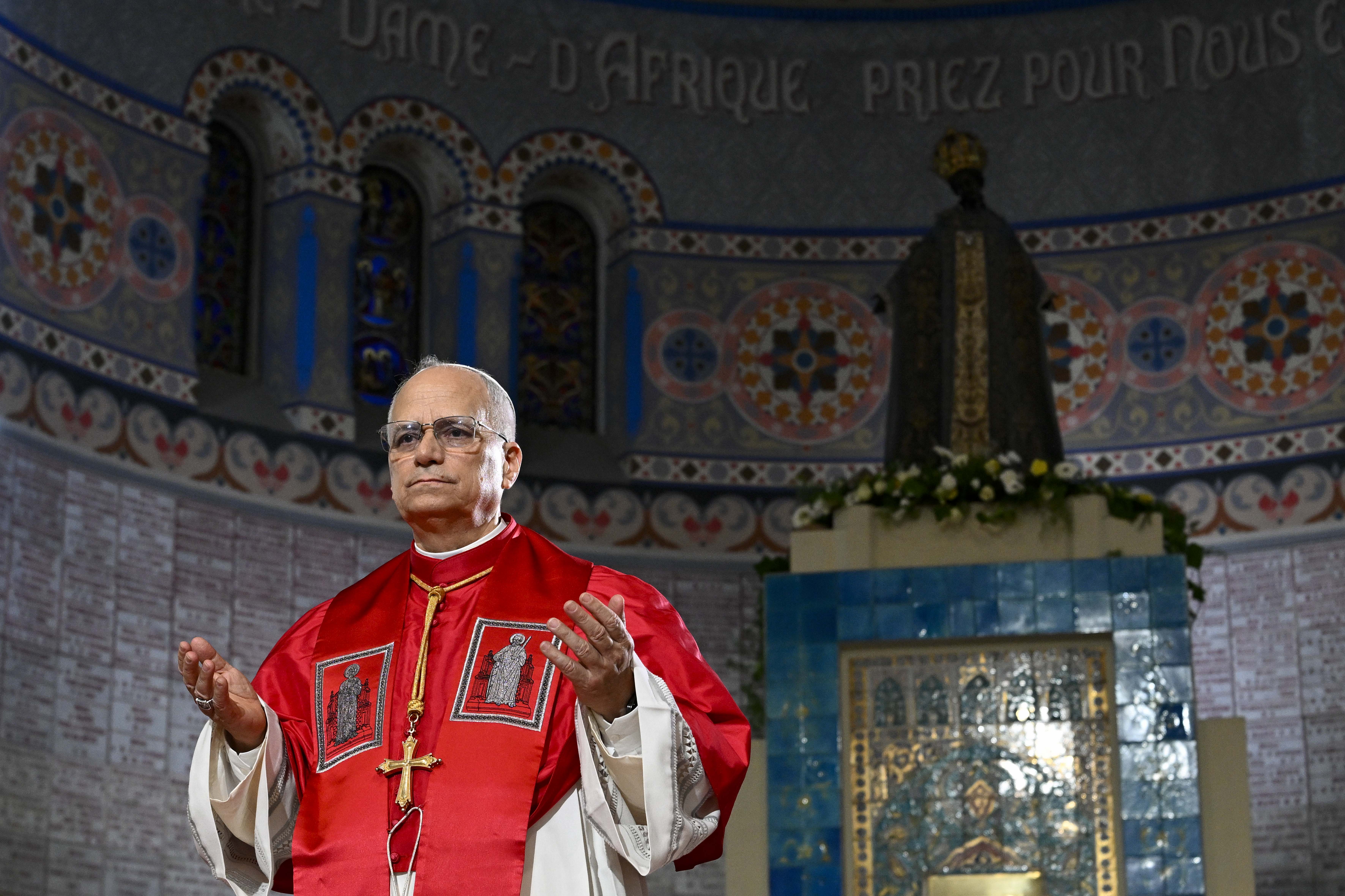 Pope Leo XIV speaks at the Basilica of Our Lady of Africa in Algiers, Algeria, Monday, April 13, 2026. | Credit: Vatican Media