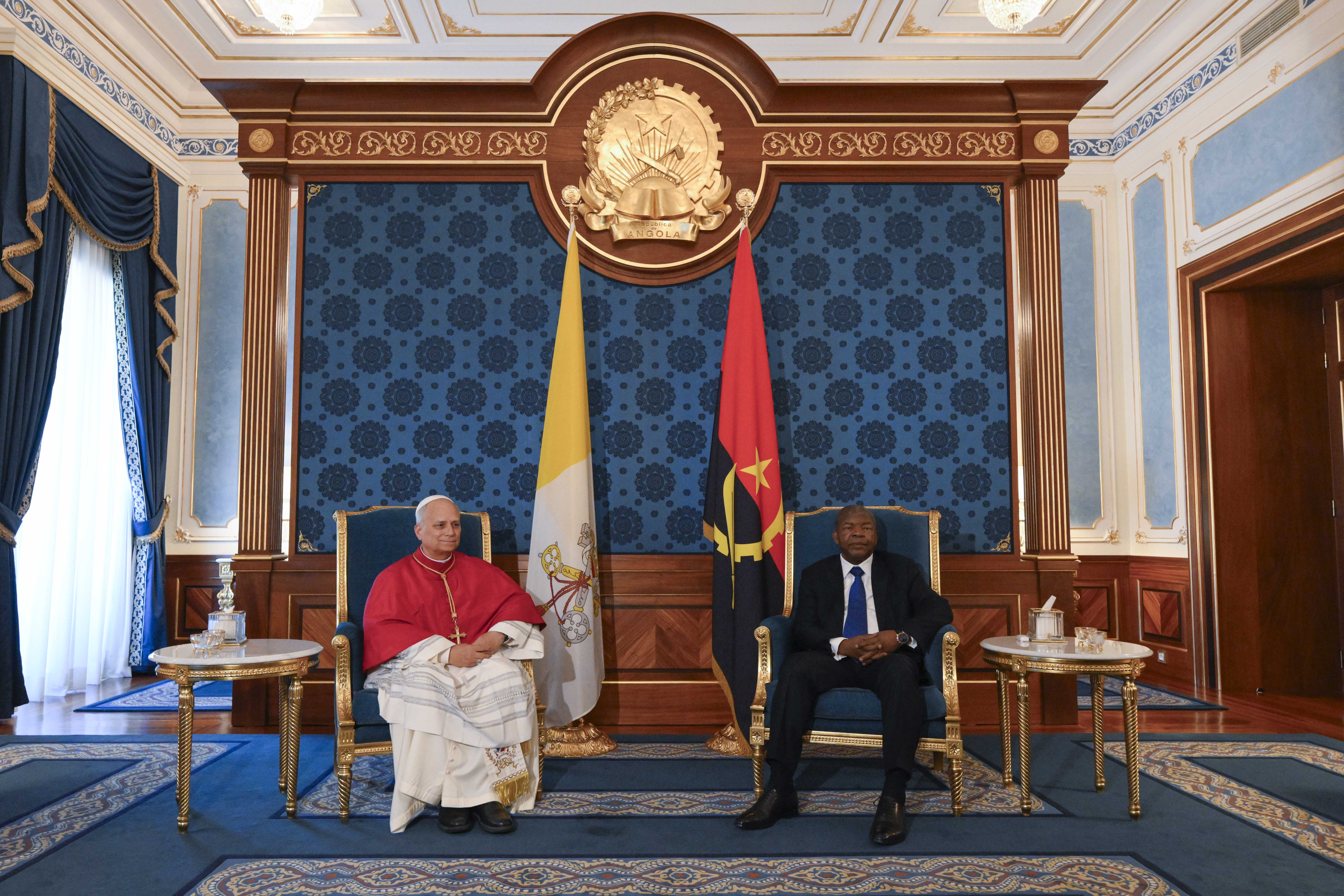 Pope Leo XIV meets with Angolan President João Manuel Gonçalves Lourenço in Luanda, Saturday, April 18, 2026. | Credit: Vatican Media