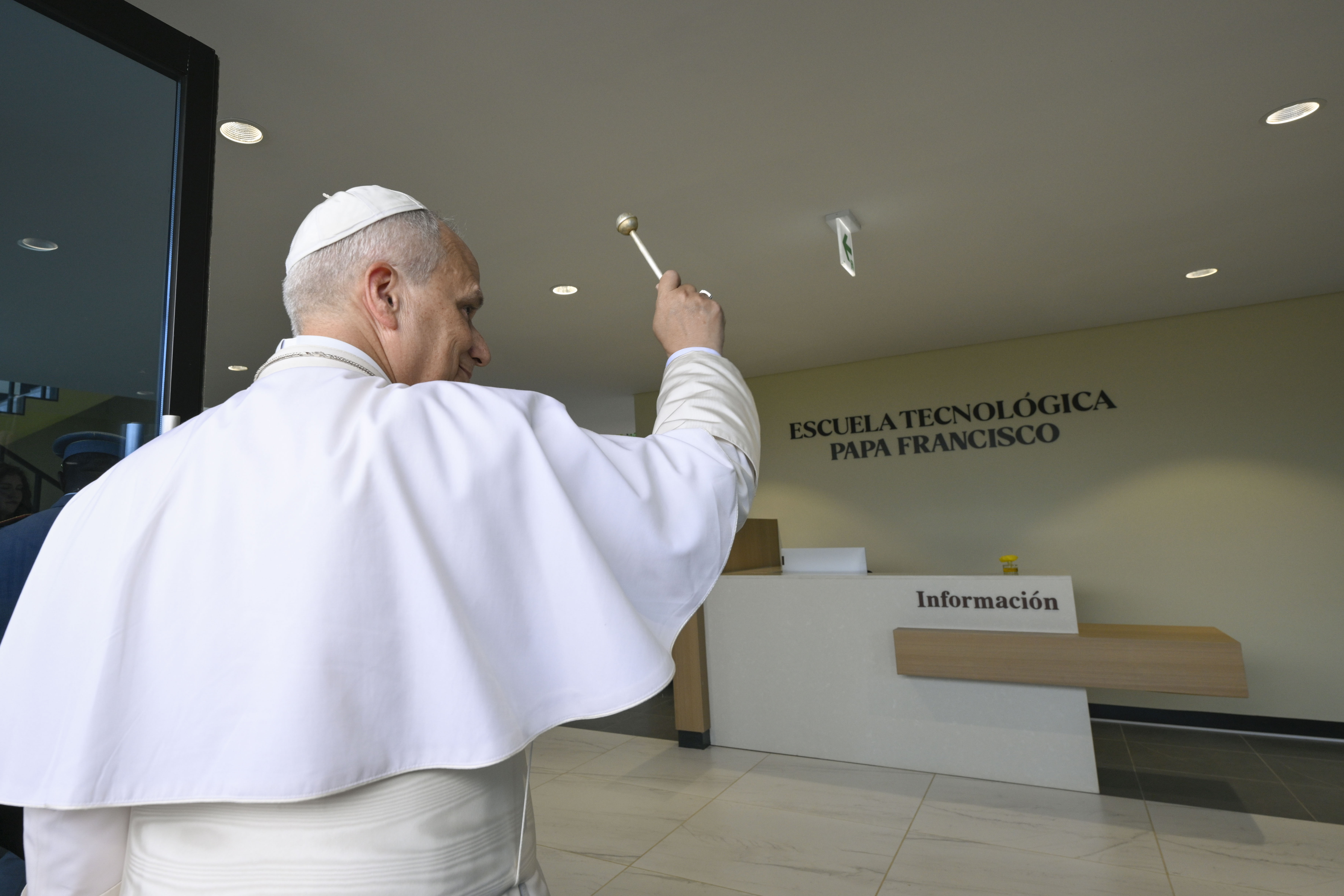 Pope Leo XIV blesses the Pope Francis Technology School in Mengomeyén, Equatorial Guinea, Wednesday, April 22, 2026. | Credit: Vatican Media