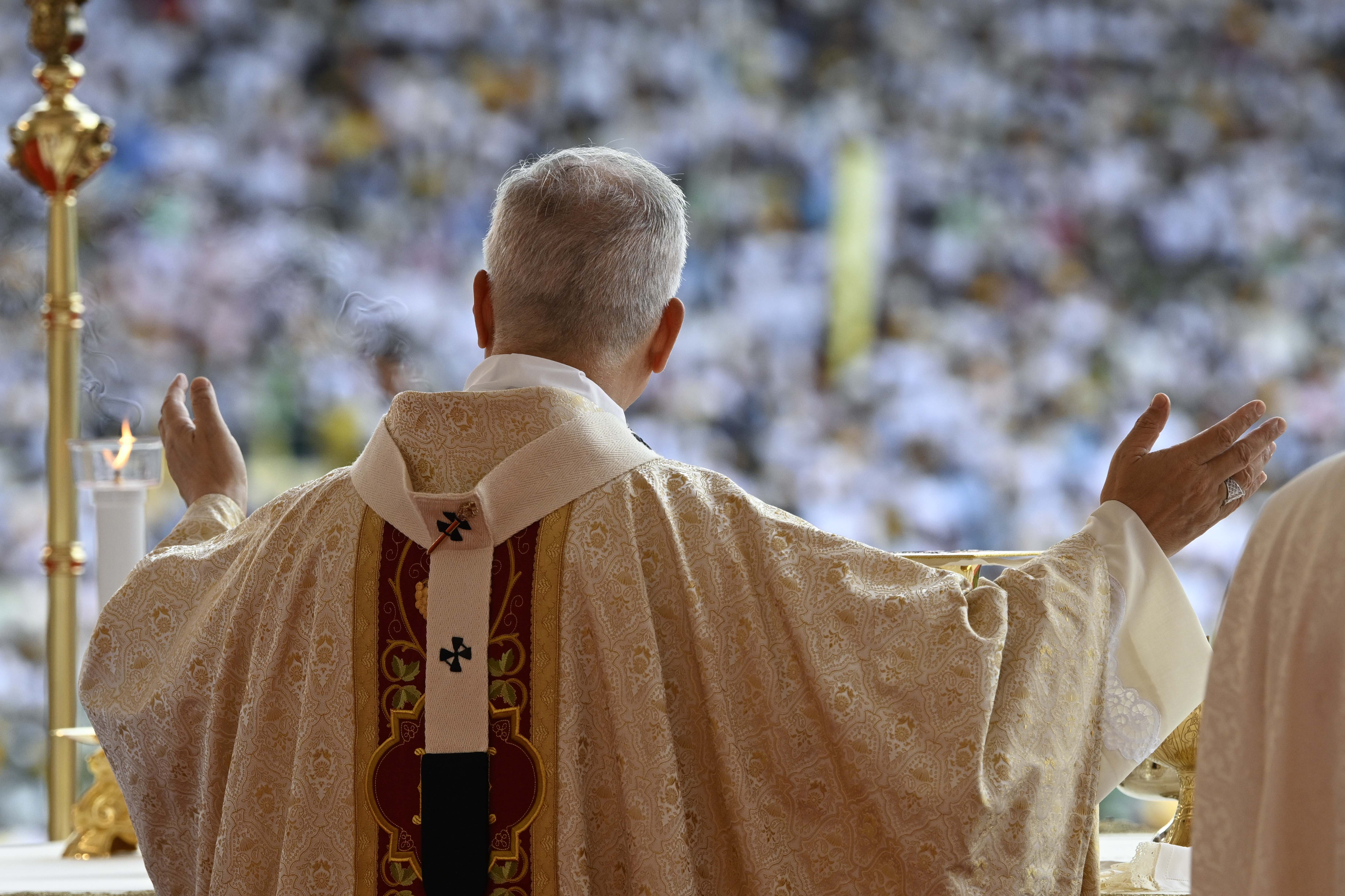Pope Leo XIV presides over Mass at Malabo Stadium in Equatorial Guinea, Thursday, April 23, 2026. | Credit: Vatican Media