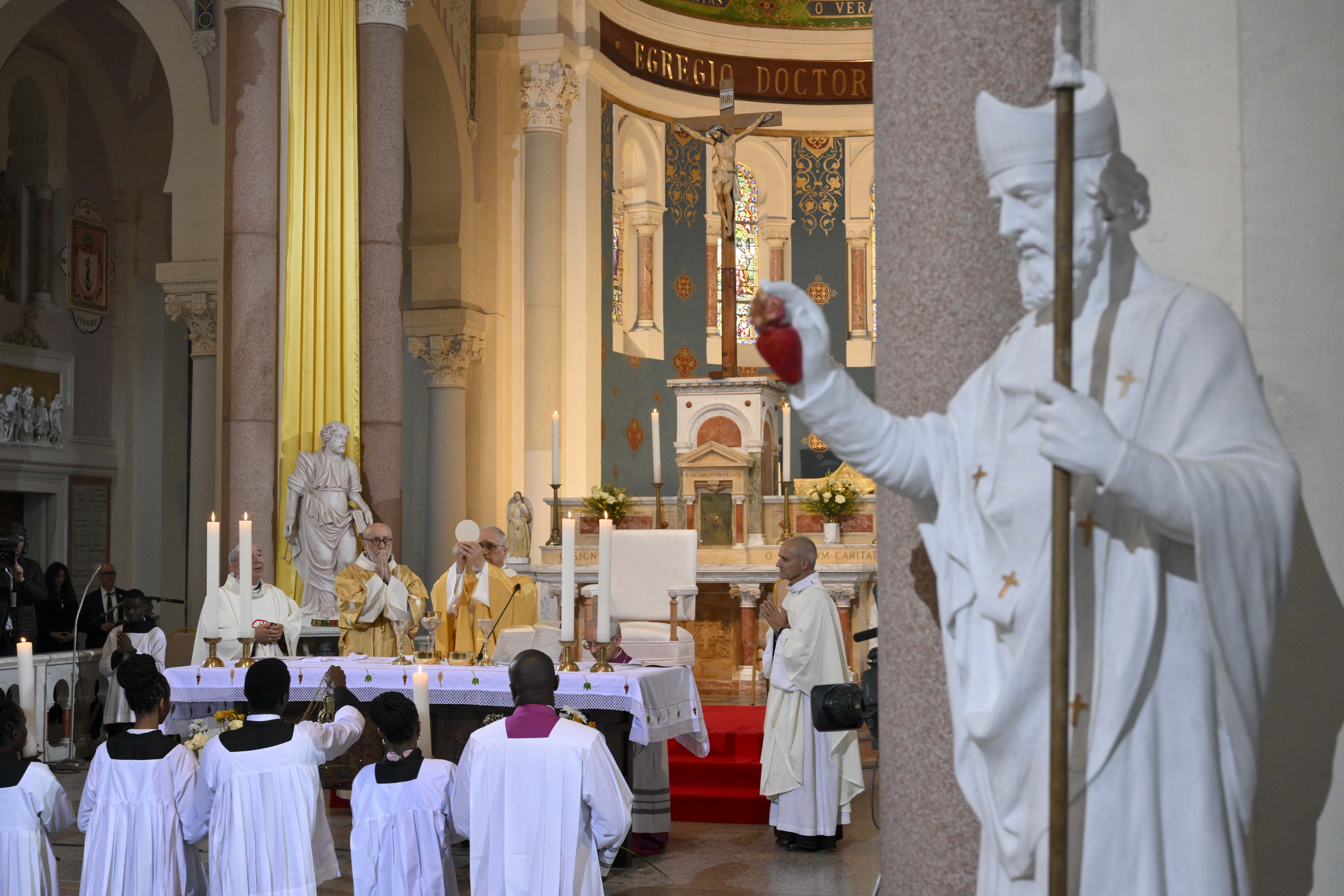 Pope Leo XIV says Mass at the Basilica of St. Augustine in Annaba, Algeria, Tuesday, April 14, 2026. | Credit: Vatican Media