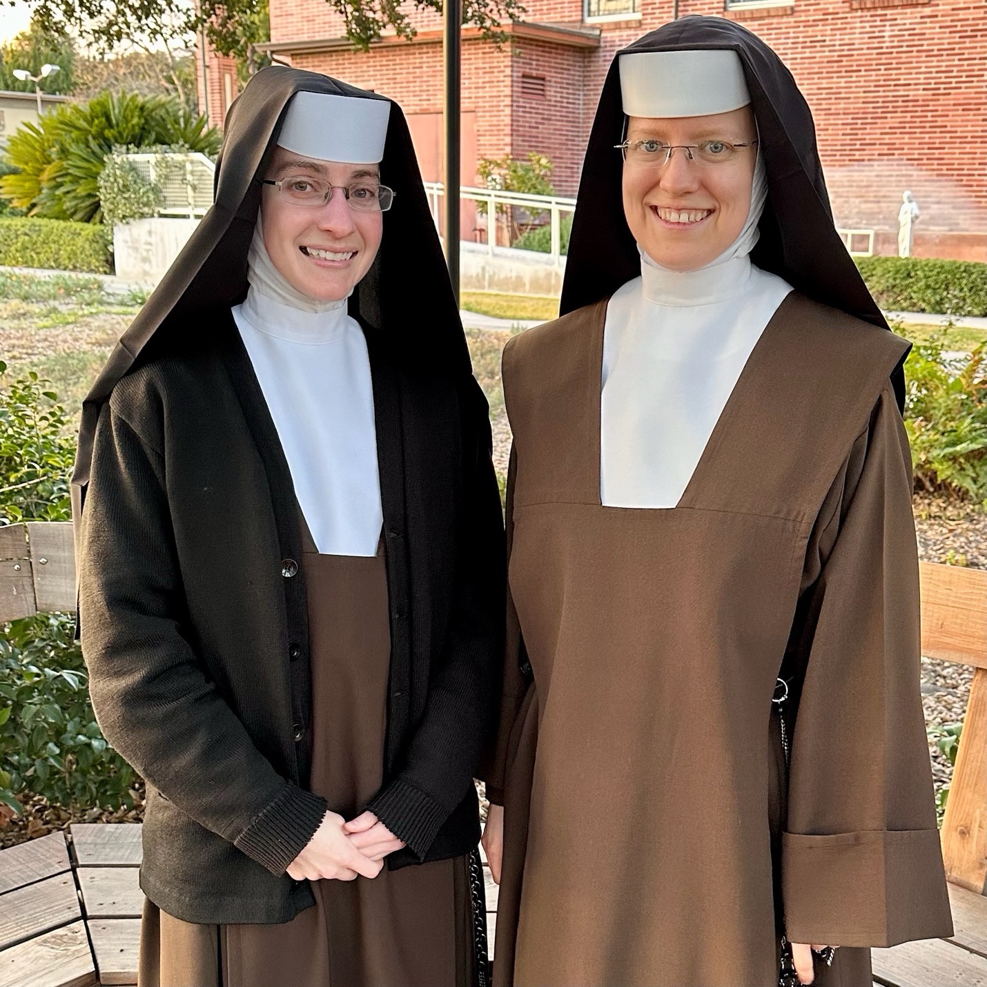 Two grant recipients, Sister Helene Therese and Sister Magdalene Grace of the Alhambra Carmelites, pose for a photo together. | Credit: Elizabeth Latham/Fund for Vocations