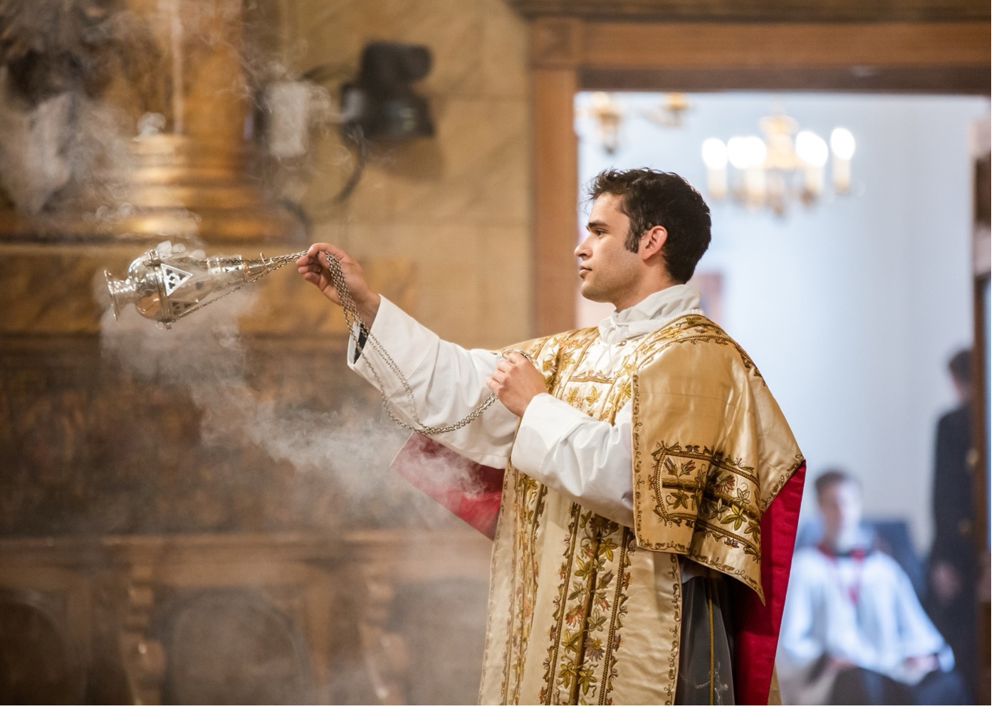 Grant recipient Father Andrew Panzer, a priest of the Society of St. John Cantius, incenses the altar during Mass. | Credit: Canons Regular of St. John Cantius