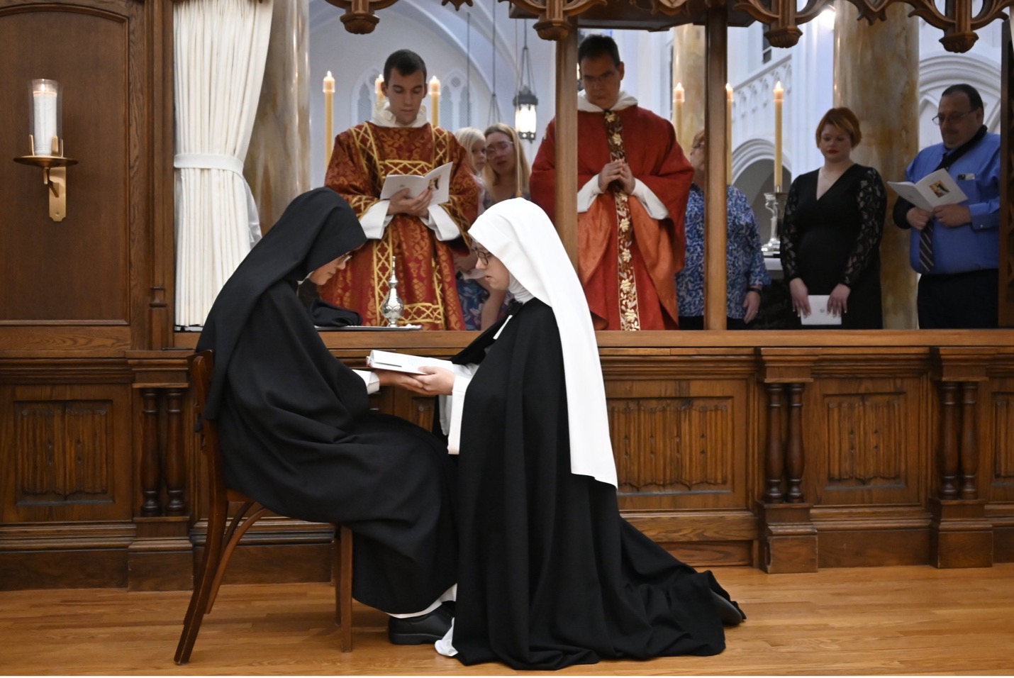 Grant recipient Sister Maria Julia of the Eucharist, OP, makes her first profession of vows at the Dominican Monastery of Our Lady of the Rosary in Summit, New Jersey. This is cloistered community of Dominican nuns. | Credit: Dominican Sisters of the Monastery of Our Lady of the Rosary