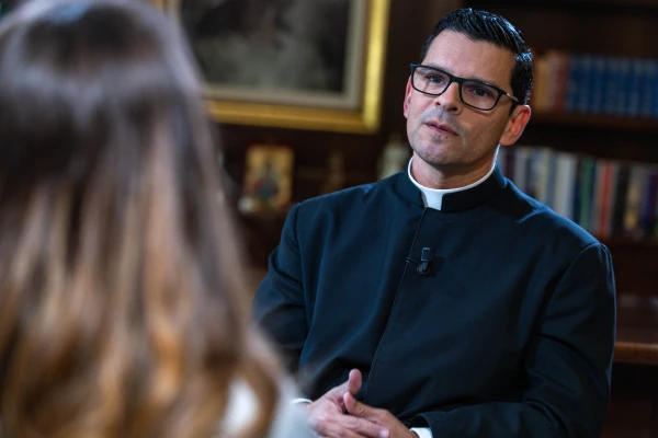 The new superior general of the Legionaries of Christ, Father Carlos Gutiérrez López, speaks with ACI Prensa in an interview. | Credit: Daniel Ibañez/EWTN News