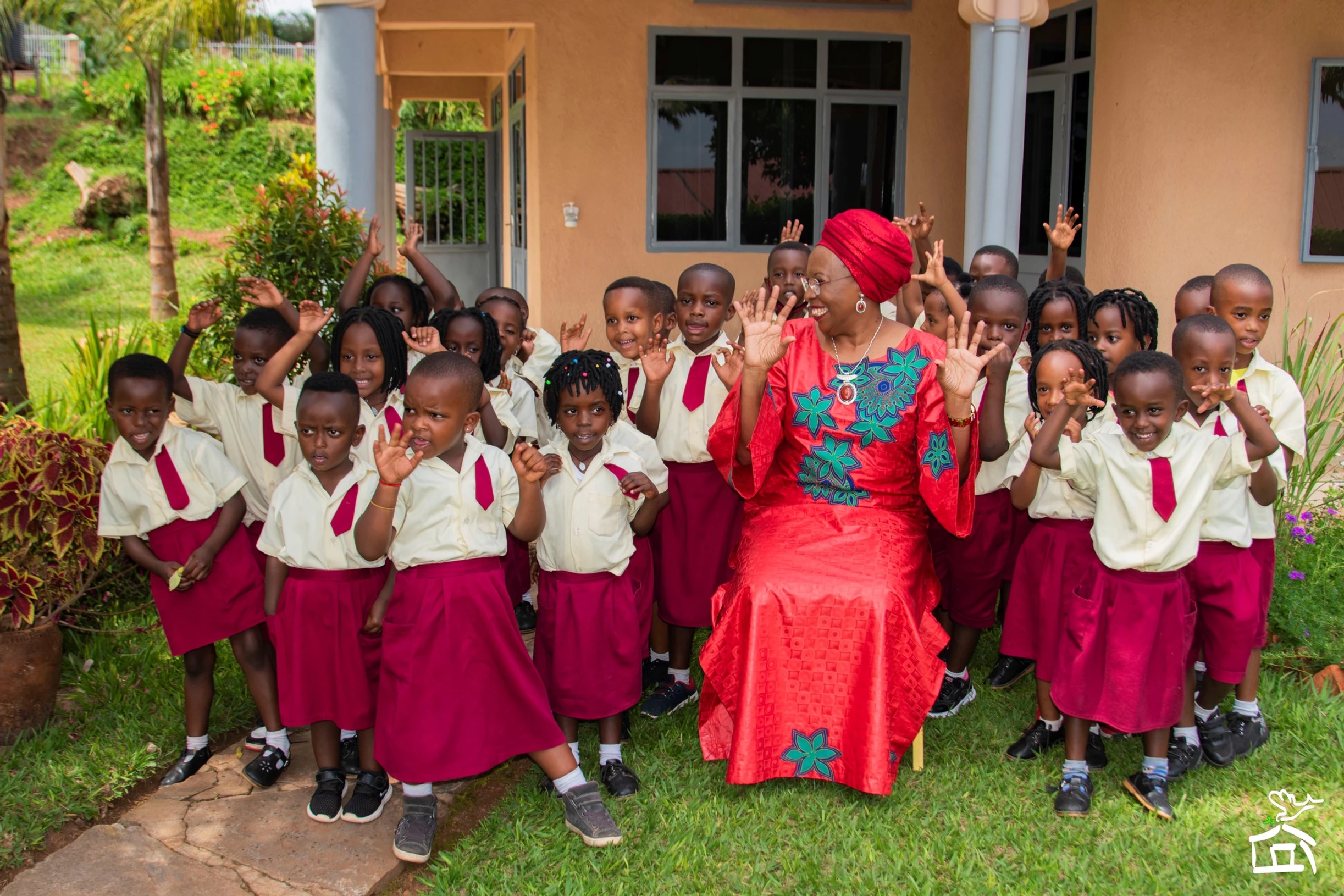 Marguerite Barankitse with kids in the École Sainte Anne de Kigali program in Rwanda in 2023. | Credit: Photo courtesy of Maison Shalom