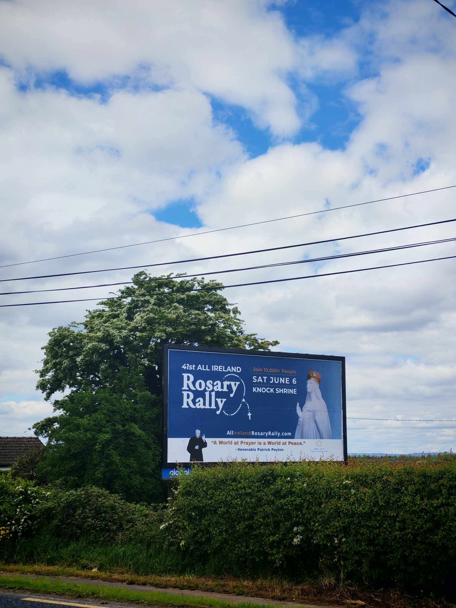 A billboard advertising the All Ireland Rosary Rally on June 6, 2026, is spotted in Callan, County Kilkenny. Fifty sites throughout Ireland were chosen for the billboards, including a number in Northern Ireland. | Credit: Photo courtesy of the All Ireland Rosary Rally
