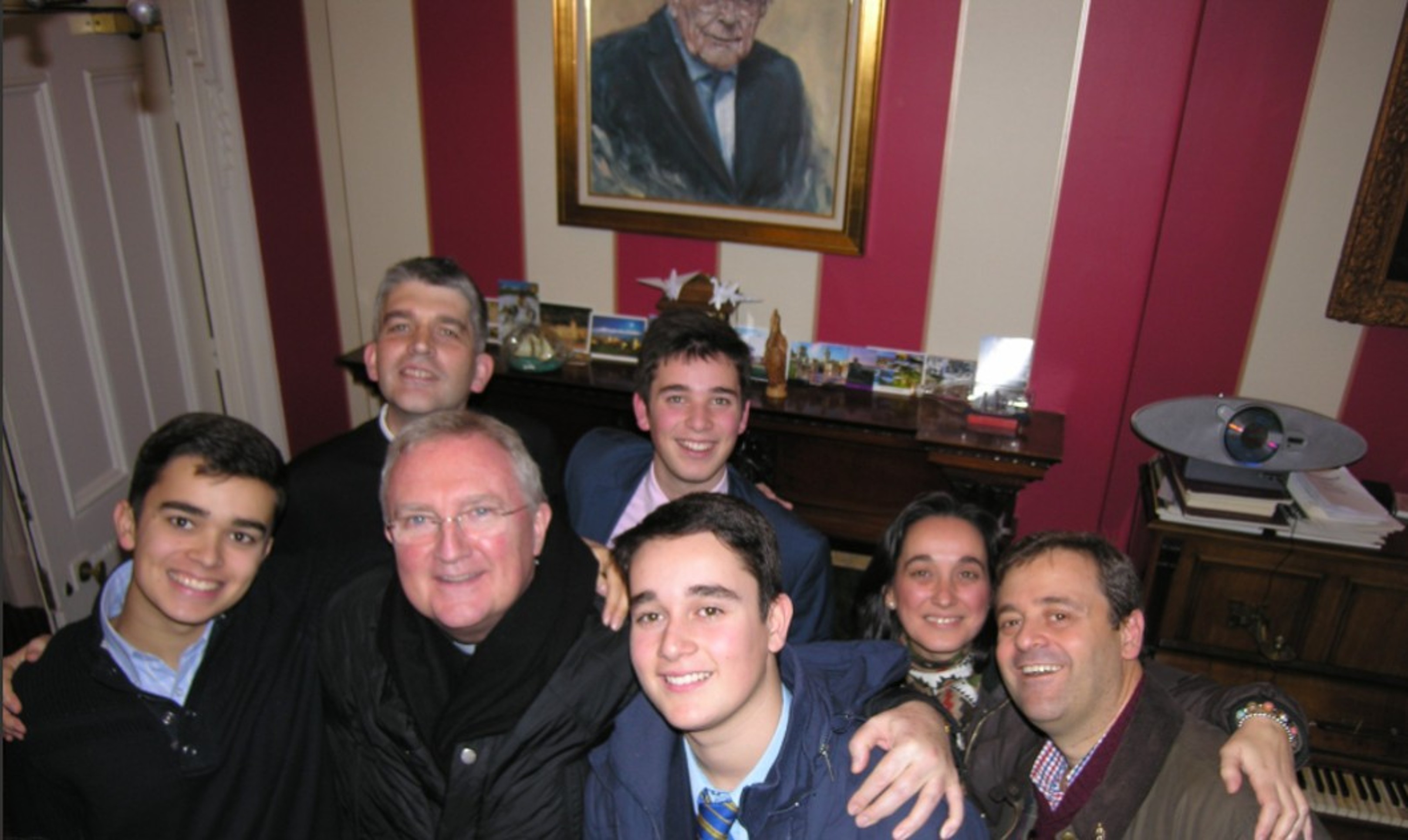 Pedro Ballester, left, with family and friends, including Cardinal Arthur Roche, prefect of the Congregation for Divine Worship and the Discipline of the Sacraments, who was the main celebrant at the young man’s funeral Mass in 2018. | Credit: Photo courtesy of Opus Dei
