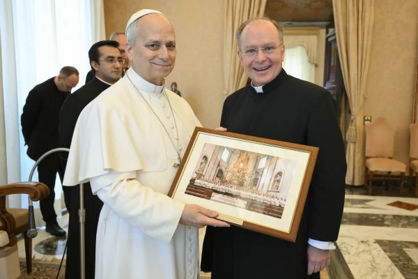 Pope Leo XIV with the former superior general of the Legionaries of Christ, Father John Connor. | Credit: Vatican Media