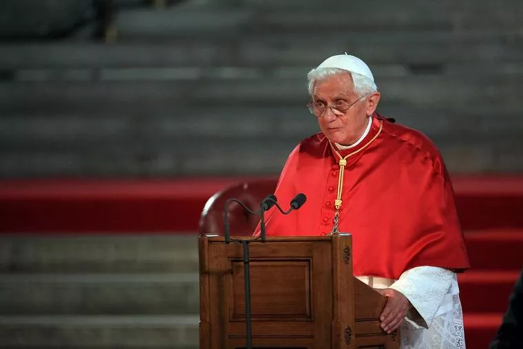 Pope Benedict XVI addresses religious leaders and representatives of civil society, academia, culture, and business during his visit to Westminster Hall on Sept. 17, 2010, in London. | Credit: Christopher Furlong/WPA Pool/Getty Images