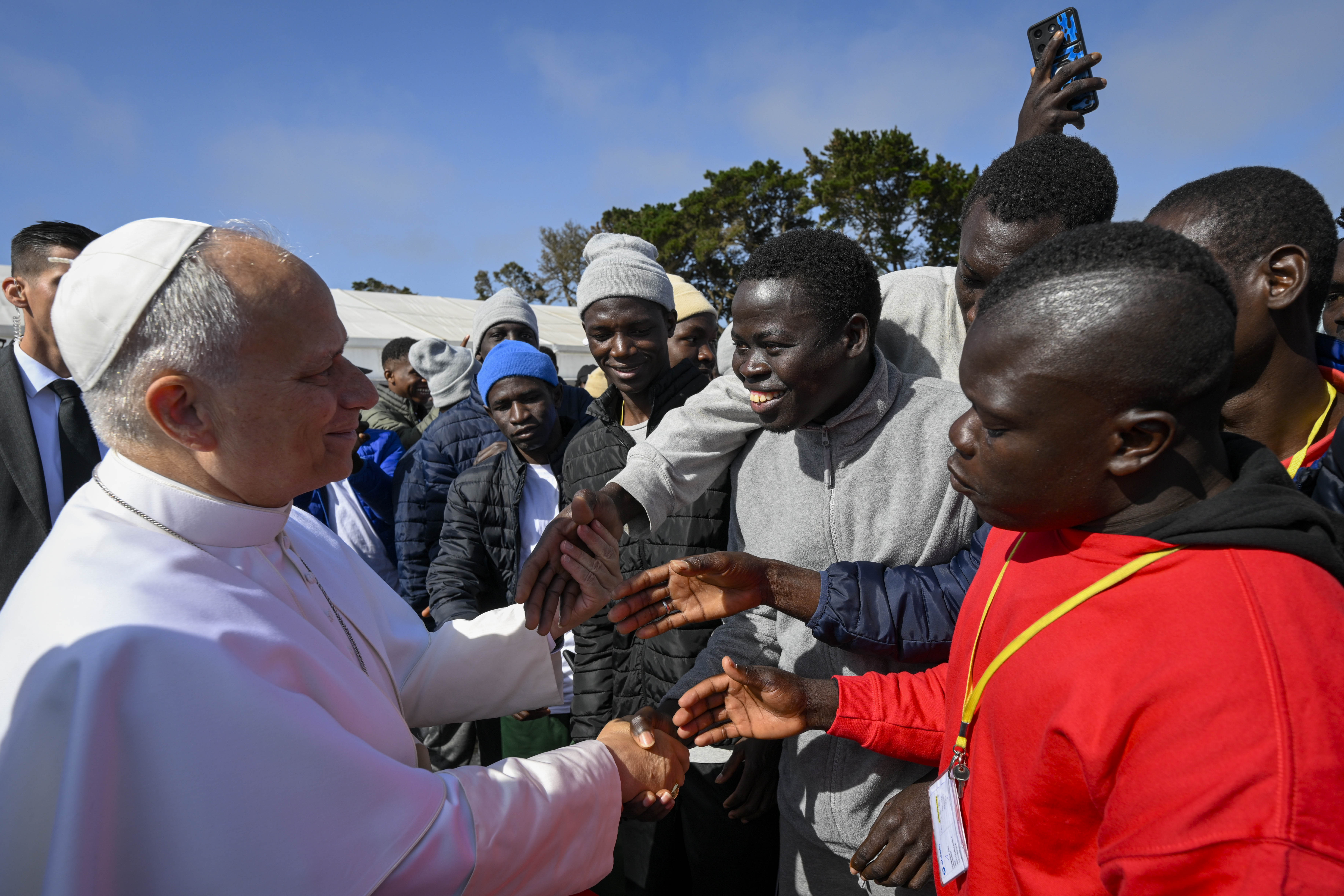 Pope Leo XIV meets with migrants in the Plaza del Cristo de La Laguna, Tenerife, June 12, 2026. | Credit: Vatican Media