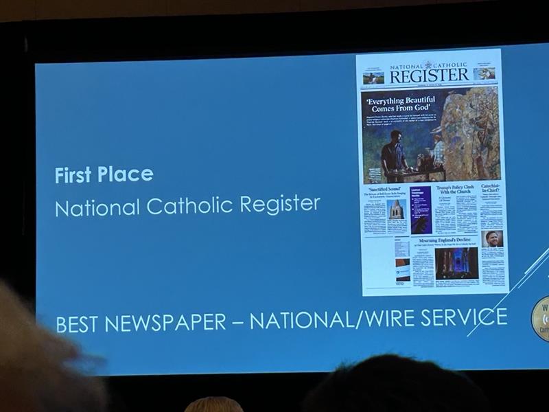 The National Catholic Register won Best Newspaper for the sixth time in the last decade at the 2026 Catholic Media Awards in Atlantic City, New Jersey on June 19, 2026. | Credit: Ken Oliver-Méndez/EWTN News