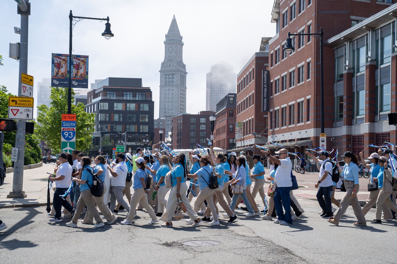 The faithful march through downtown Boston during a Eucharistic procession, June 27, 2026. The event was part of the National Eucharistic Pilgrimage taking place up and down the East Coast. | Credit: Bryce Vickmark