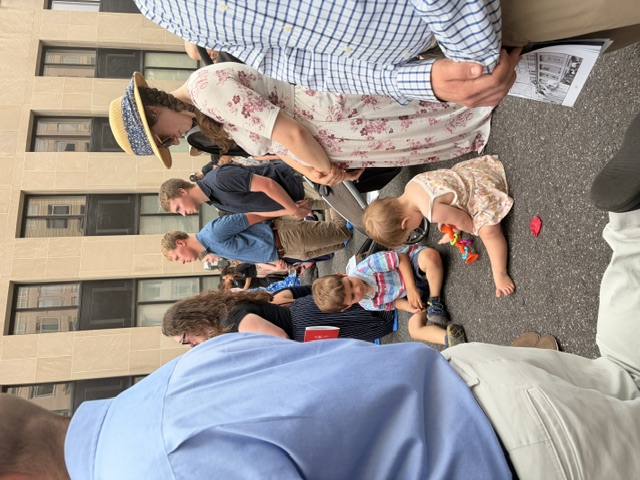 Families participate in the National Eucharistic Pilgrimage as it makes its way through downtown Washington, D.C., on June 6, 2026. The pilgrimage began in Florida and will finish in Philadelphia later in the summer. | Credit: Gemma Flores/EWTN News