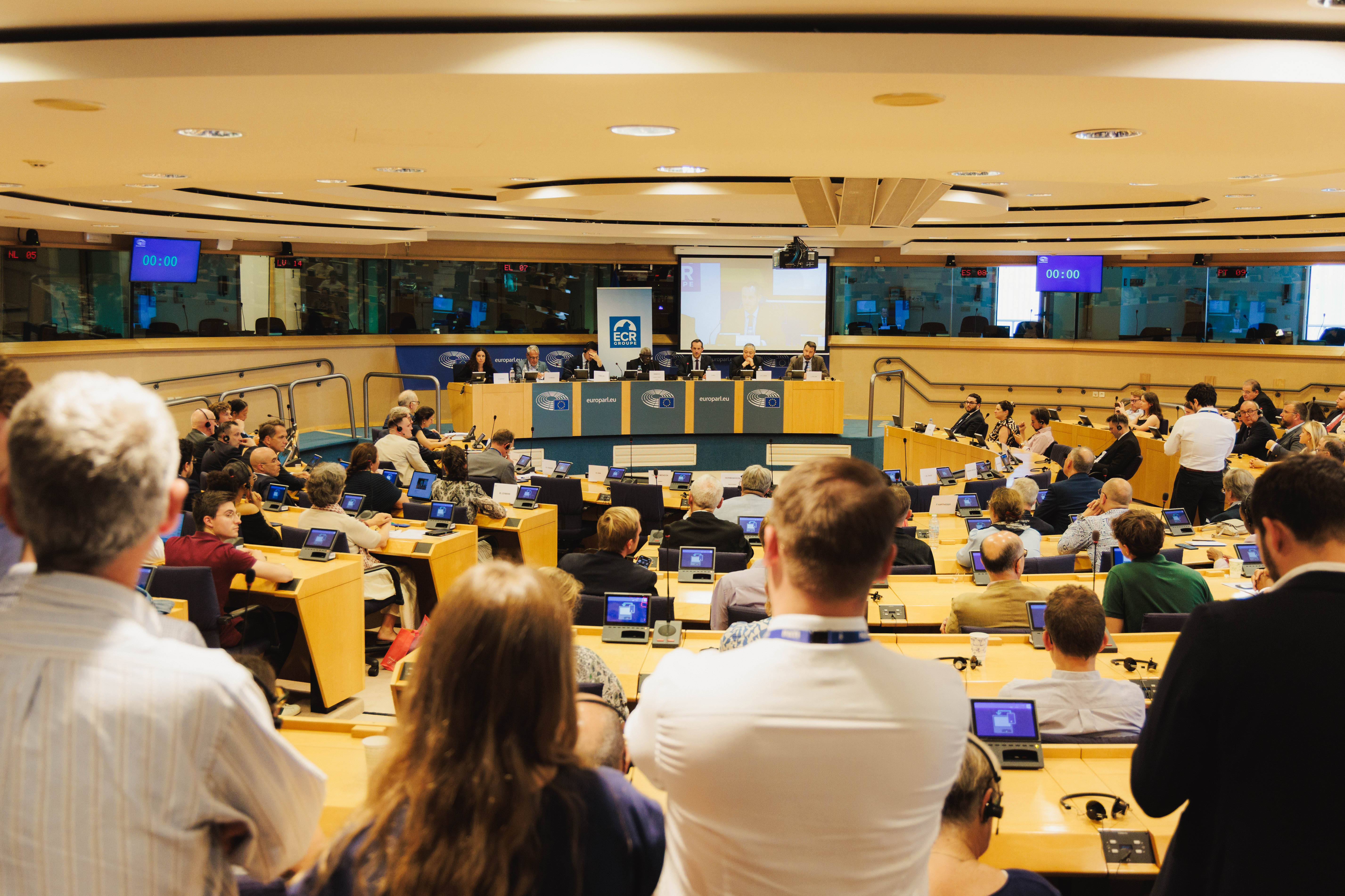 A view of the hearing room during the discussion “Europe and Africa” at the European Parliament in Brussels on July 15, 2026. | Credit: ECR Group