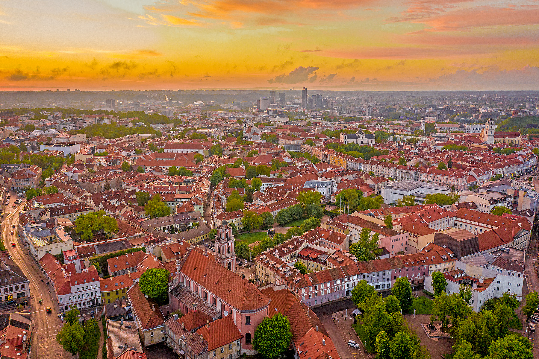 Baroque buildings fill the skyline of Vilnius Old Town in Lithuania, a city known as the “Rome of the North.” | Credit: Augustas Didzgalvis