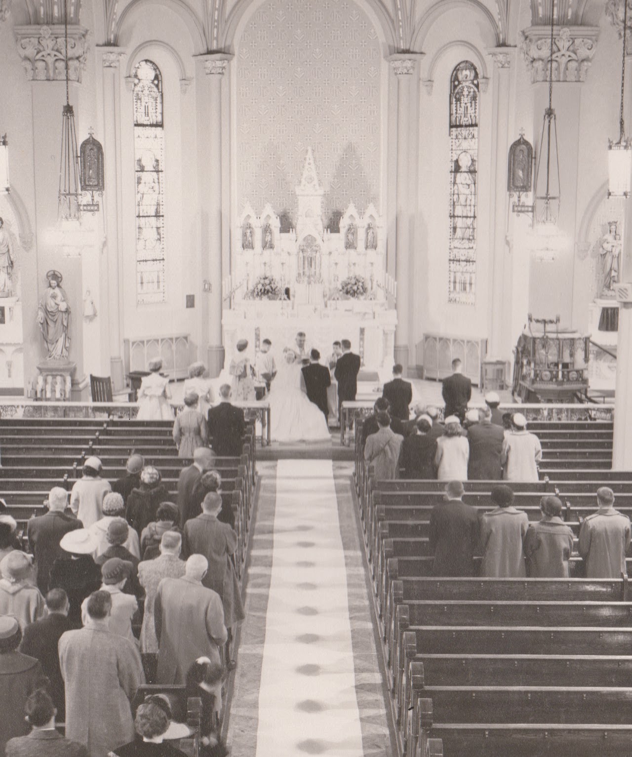 Holy Family Church hosts the wedding of Joseph Paul Staehr Sr. and Jean Marie Hayes Staehr on Nov. 29, 1958. | Credit: Photo courtesy of Richard Staehr