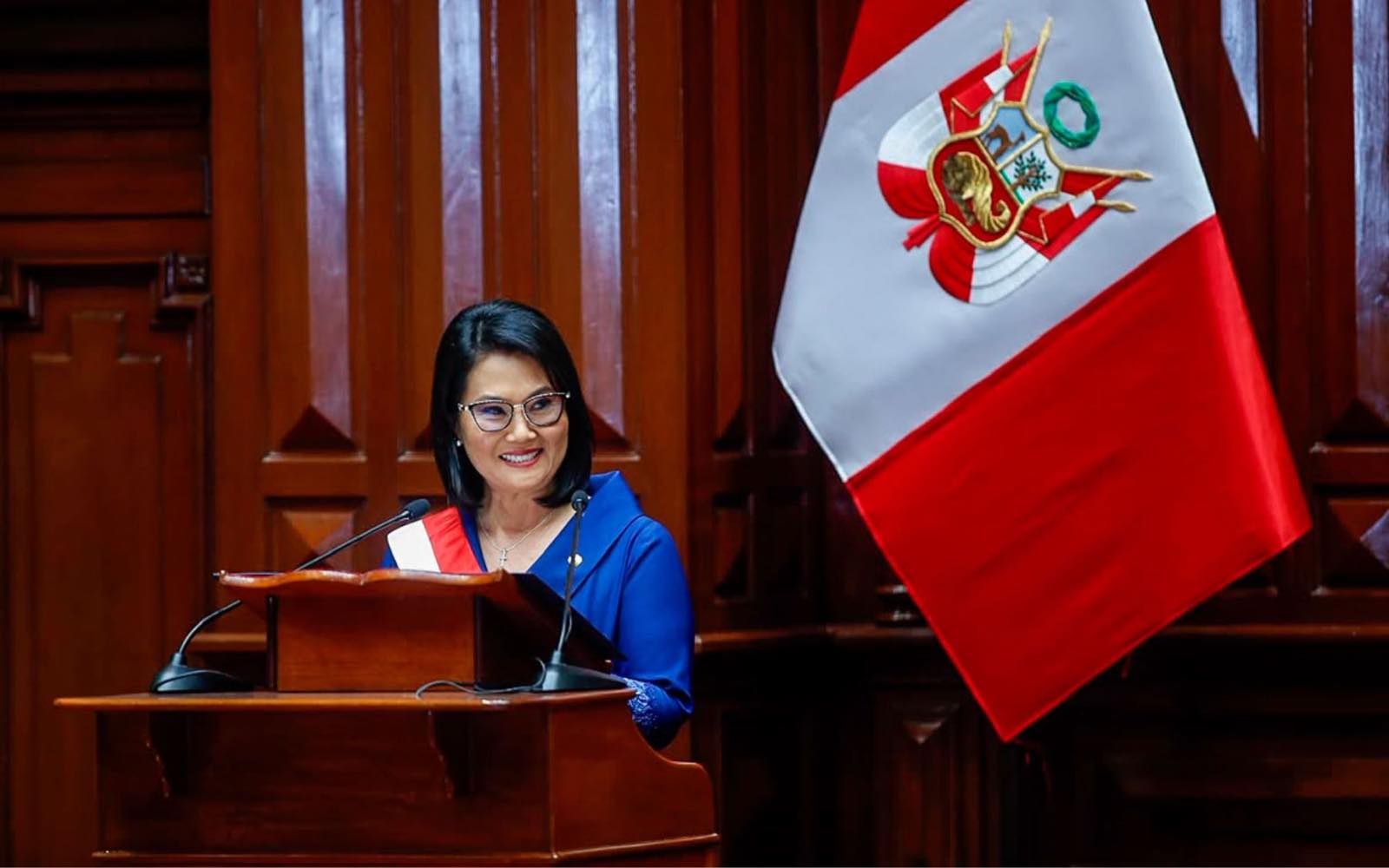 Keiko Fujimori delivers her first address to the nation after taking office as president of Peru on July 28, 2026. | Credit: ANDINA/Ricardo Cuba