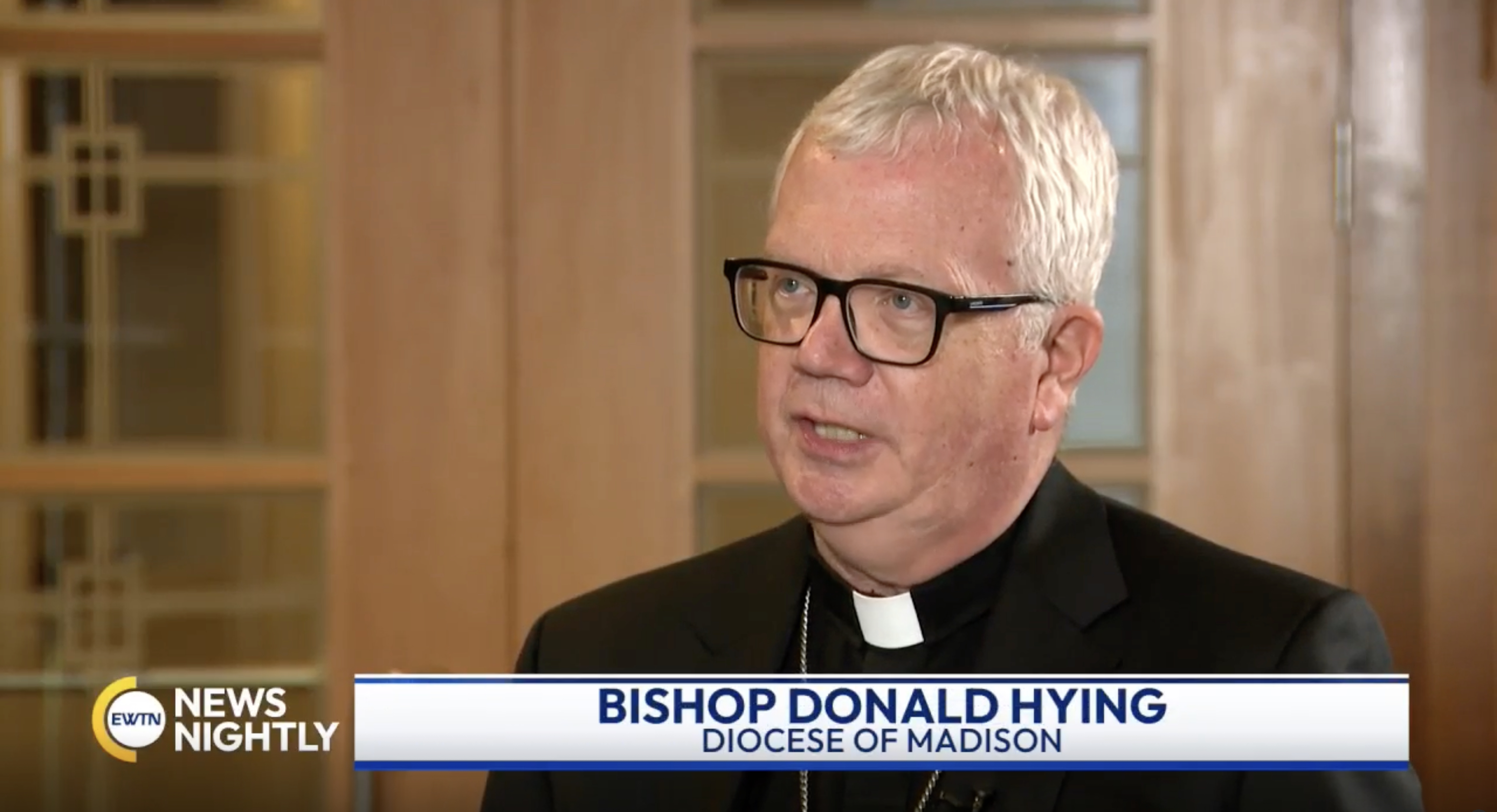Bishop Donald Hying instructed Catholics “to refrain from attending Mass at any SSPX chapels.” | Credit: “EWTN News Nightly”/Screenshot