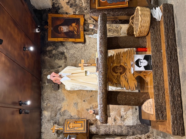 Father Michael Sliney, LC, presides at a Mass along the St. Charbel Trail route, a unique 80-mile pilgrimage and hiking trail that crosses some of Lebanon’s most striking natural and spiritual landscapes, linking monasteries, villages, and historic sites associated with St. Charbel and the Maronite tradition.| Credit: Photo courtesy of Father Michael Sliney, LC