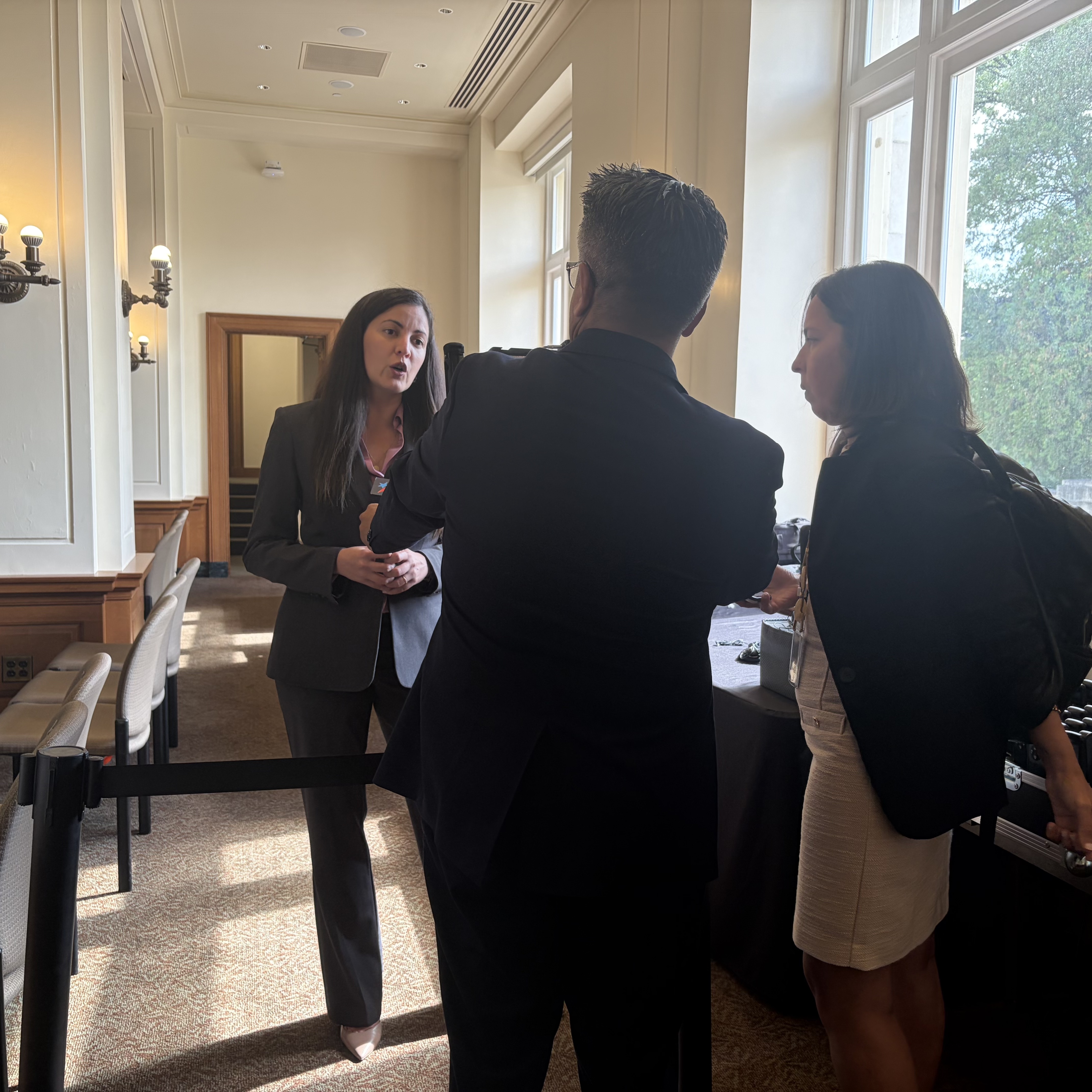 Commissioner Rosa María Payá, rapporteur for Nicaragua at the Inter-American Commission on Human Rights, on Aug. 5, 2026, converses at a meeting of the Permanent Council of the Organization of American States in Washington, D.C. | Credit: Madalaine Elhabbal/EWTN News