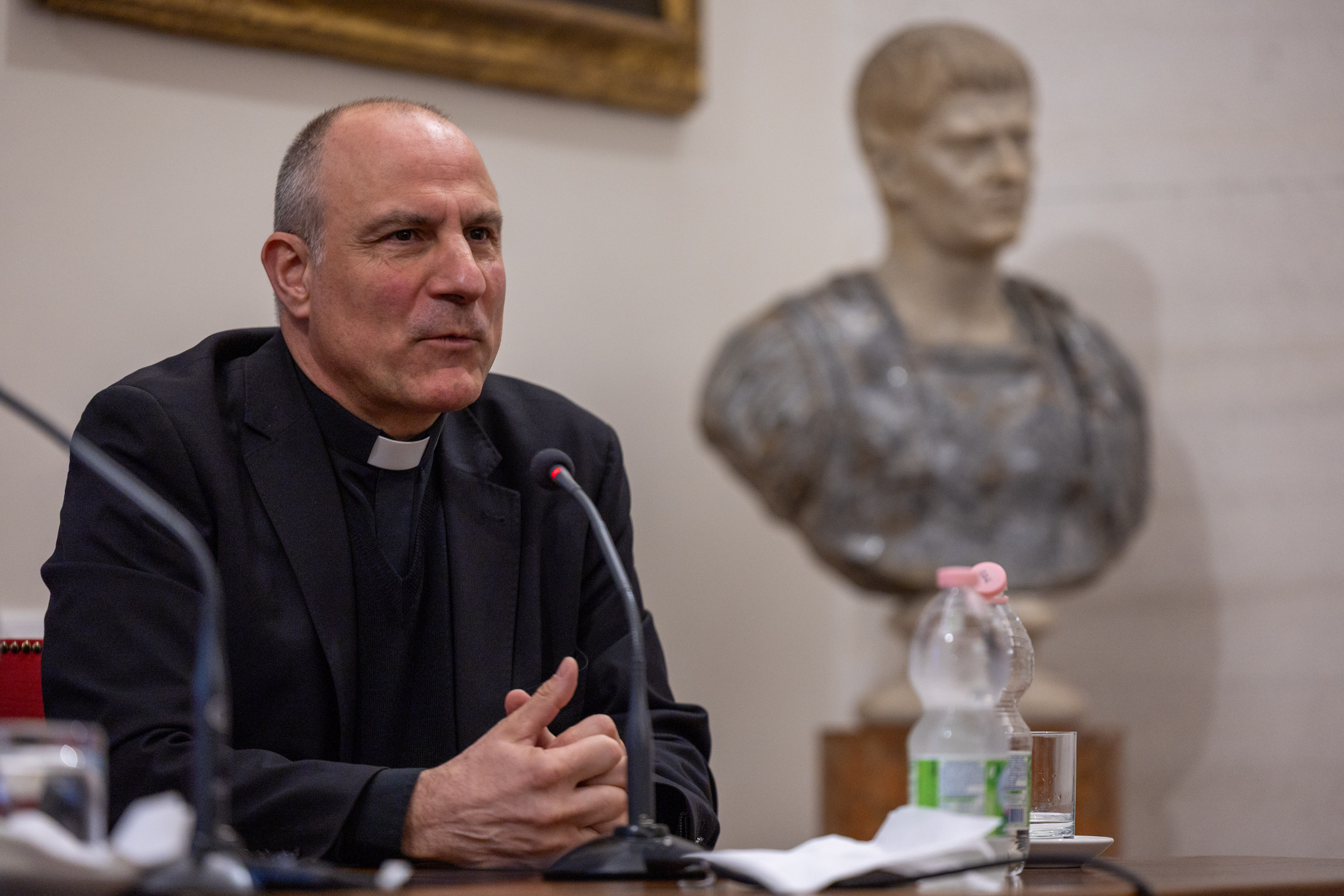 Monsignor Melchor Sánchez de Toca Alameda, a relator at the Dicastery for the Causes of Saints, during his book presentation in February 2026 at the Spanish Embassy to the Holy See. | Credit: Daniel Ibañez/EWTN News