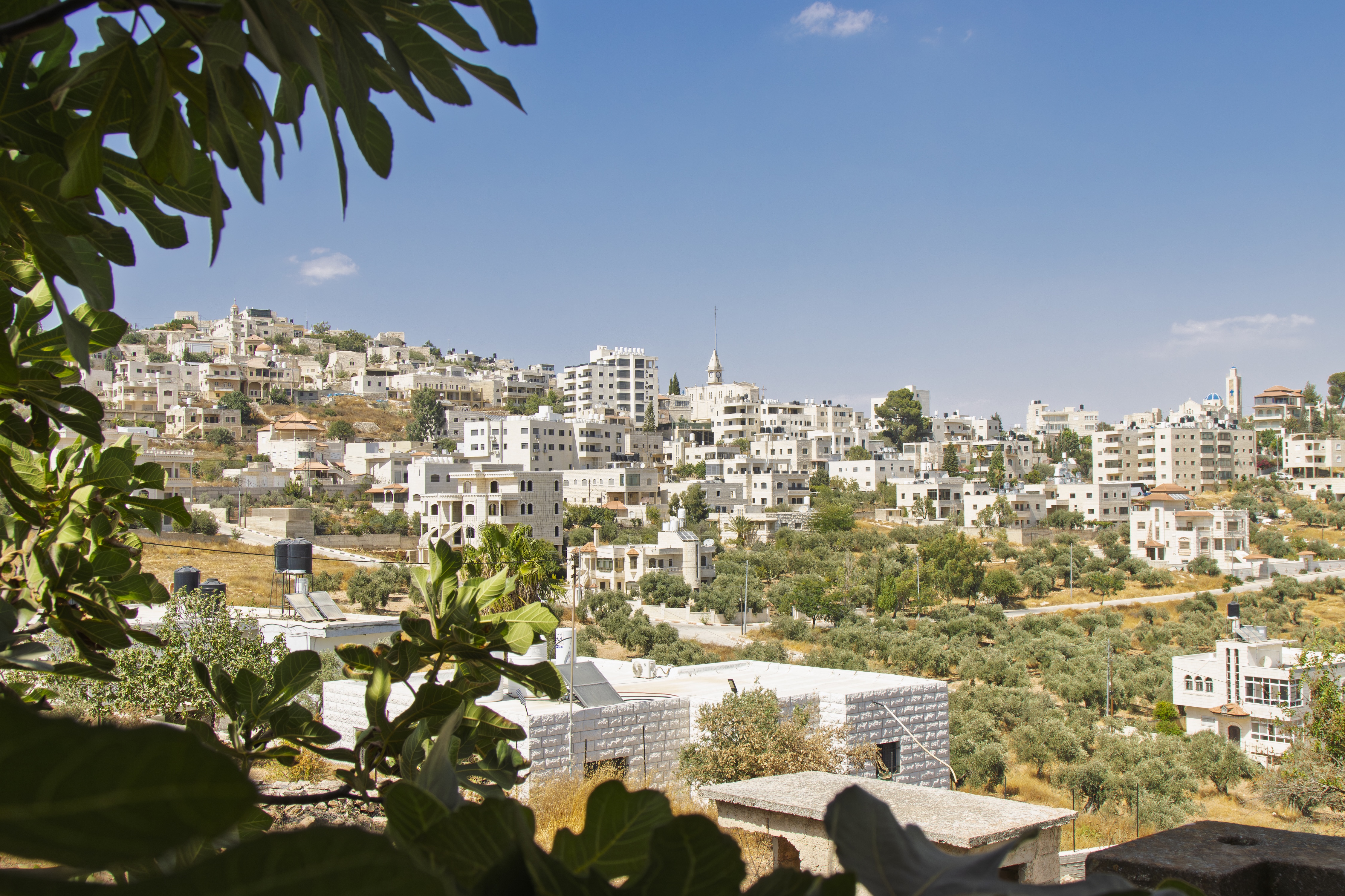 The churches of Taybeh are visible across the West Bank town, whose population is entirely Christian. | Credit: Sanad Sahelia