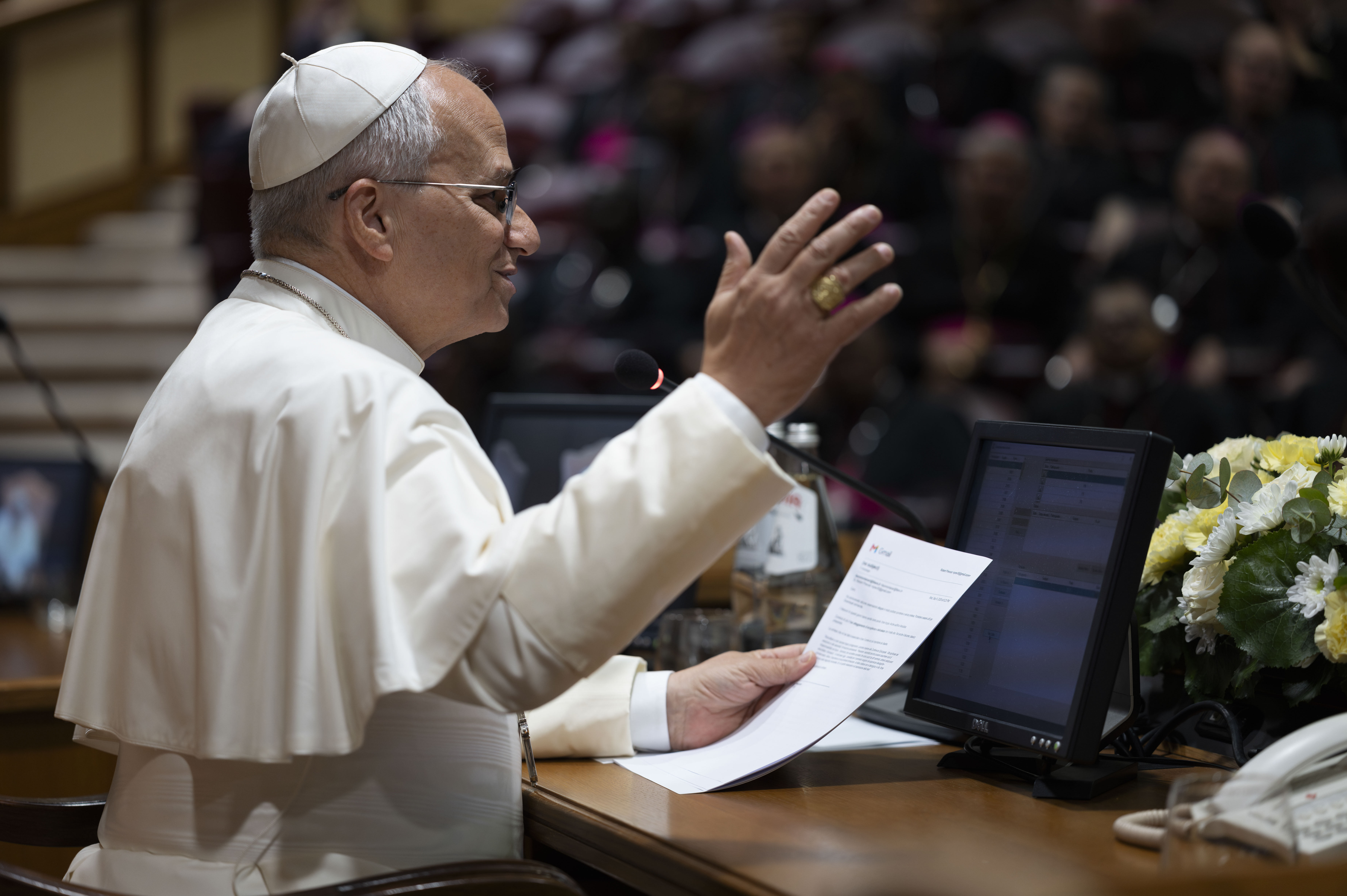 Pope Leo XVI addresses a group of new bishops, participants in a formation course in Rome, during an audience on Sept. 10, 2026, in the Synod Hall of the Vatican. | Credit: Vatican Media