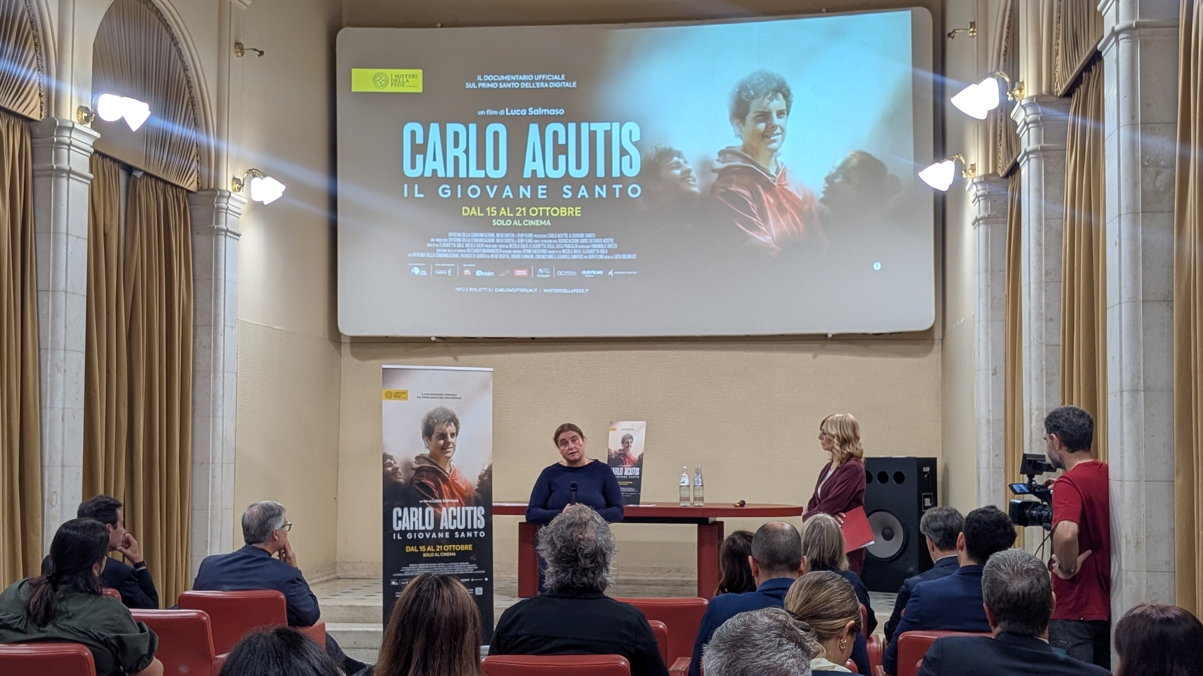 Antonia Salzano Acutis, the mother of St. Carlo Acutis, speaks at the screening of “Carlo Acutis: The Young Saint” at the Vatican Film Library on Sept. 29, 2026. | Credit: Ishmael Adibuah/EWTN News