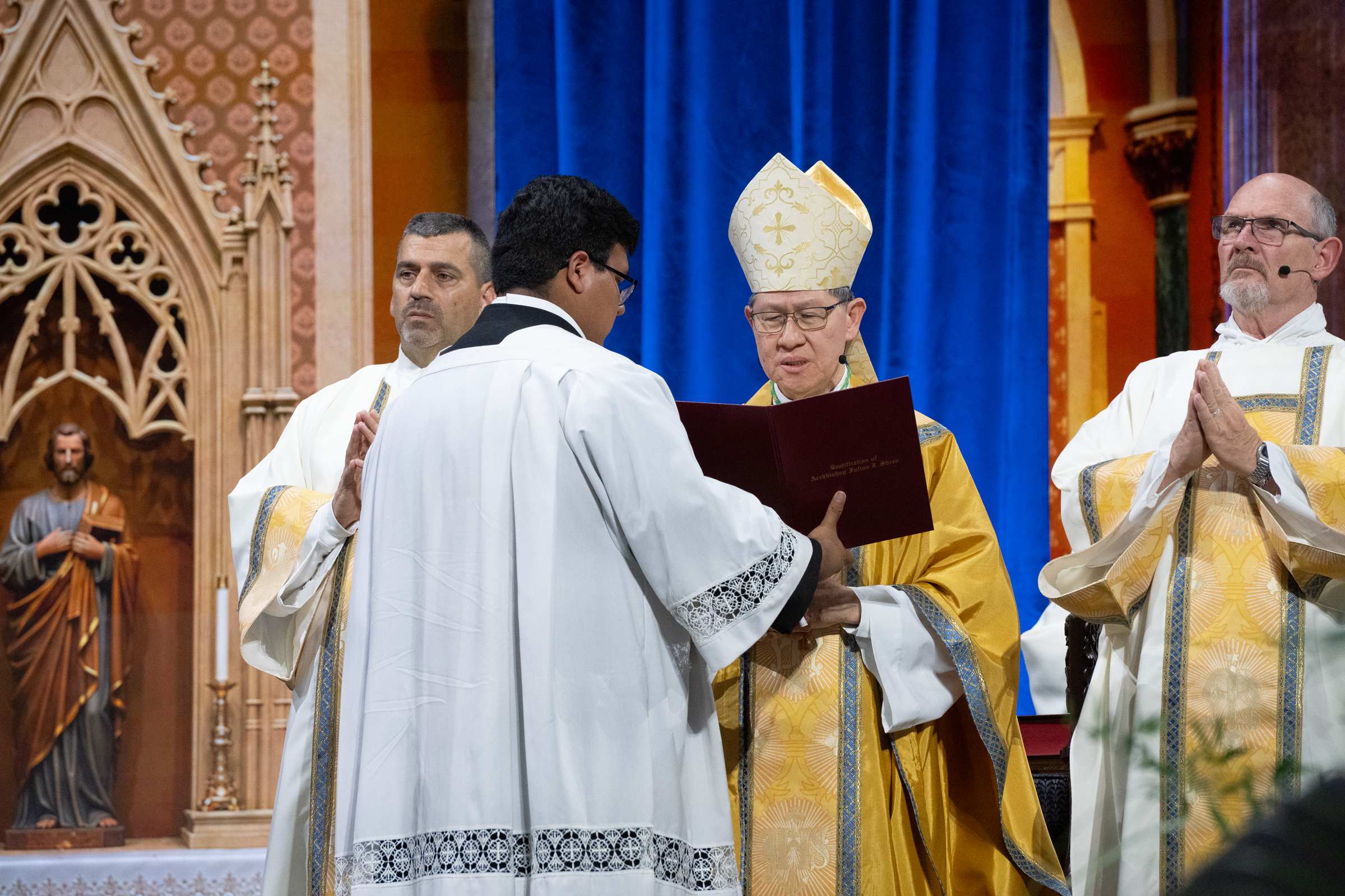 Cardinal Luis Tagle serves the pope’s representative and the principal celebrant of the beatification Mass for Archbishop Fulton Sheen on Sept. 24, 2026, in St. Louis. | Credit: Jeffrey Bruno
