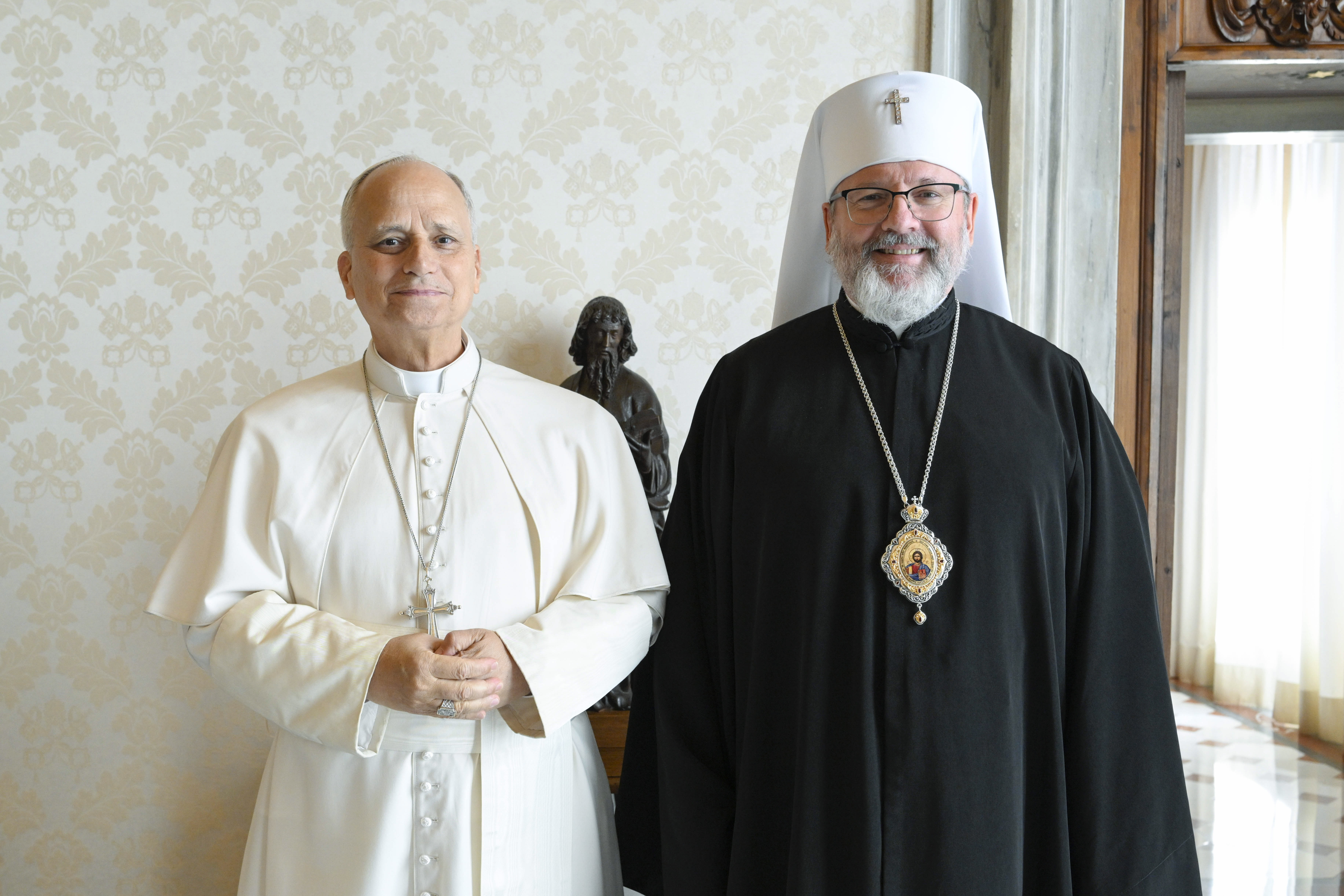 Pope Leo XIV meets with Archbishop Sviatoslav Shevchuk, major archbishop of Kyiv-Galicia and primate of the Ukrainian Greek Catholic Church, at the Vatican on Oct. 23, 2026. | Credit: Vatican Media