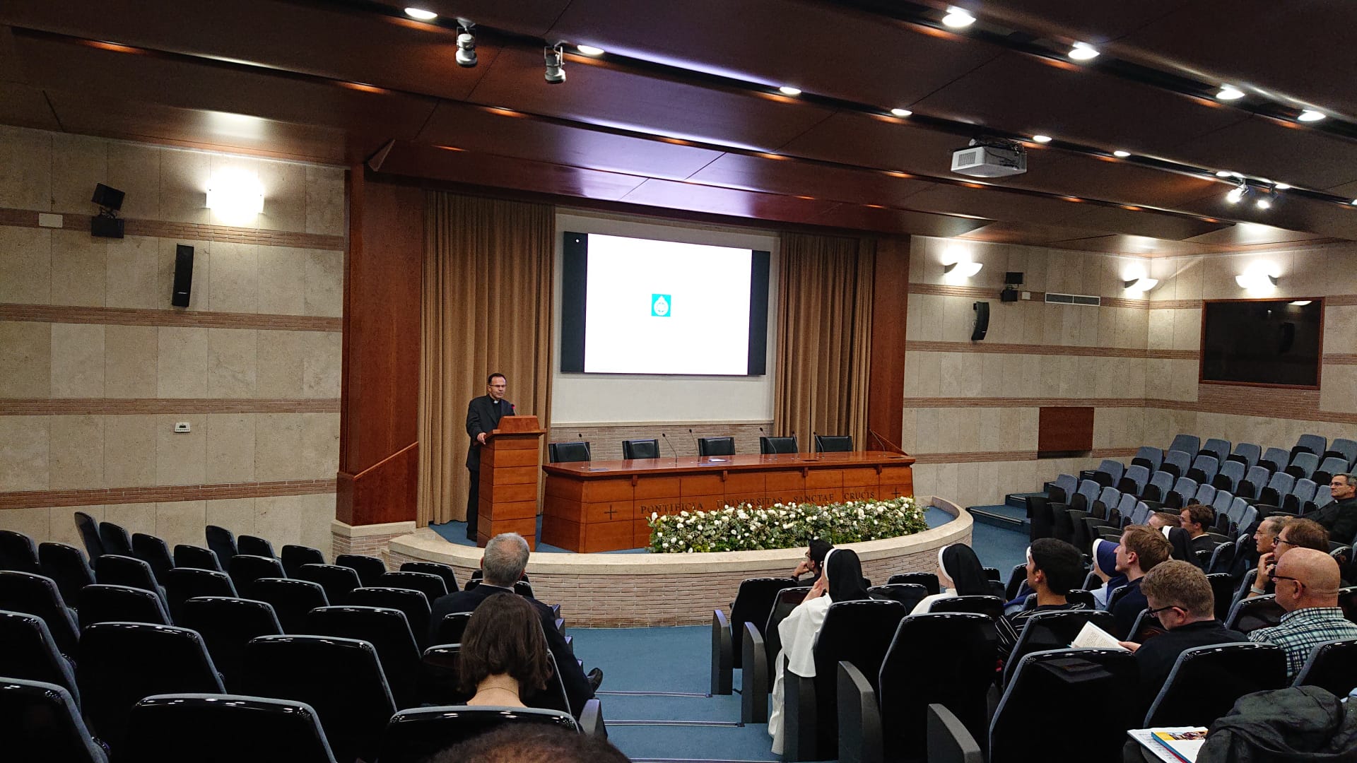 Father Hermann Geissler delivers remarks at the premiere of the film “Lead Kindly Light: The Story of Saint John Henry Newman,” at the Pontifical University of the Holy Cross in Rome on Oct. 9, 2026. | Credit: Photo courtesy of Sister Christiane Fritsch, FSO