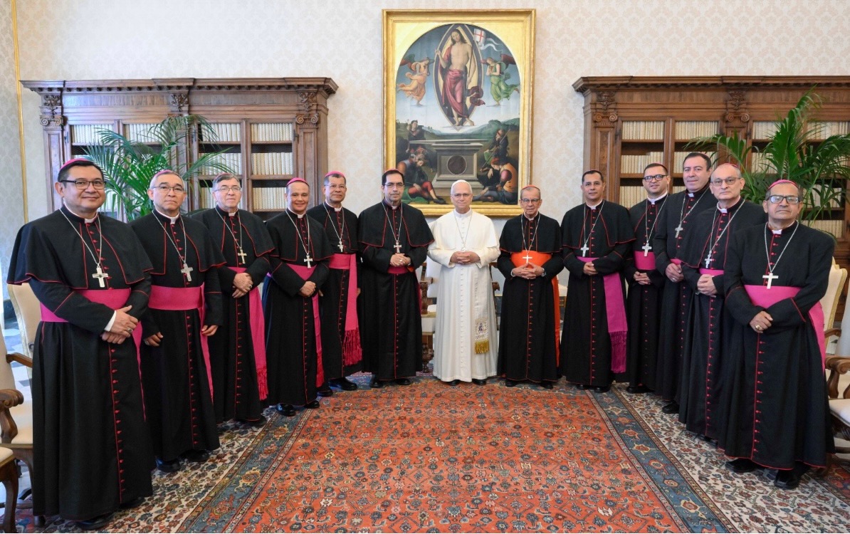Salvadoran bishops meet with Pope Leo XIV on Sept. 11, 2026. | Credit: Vatican Media