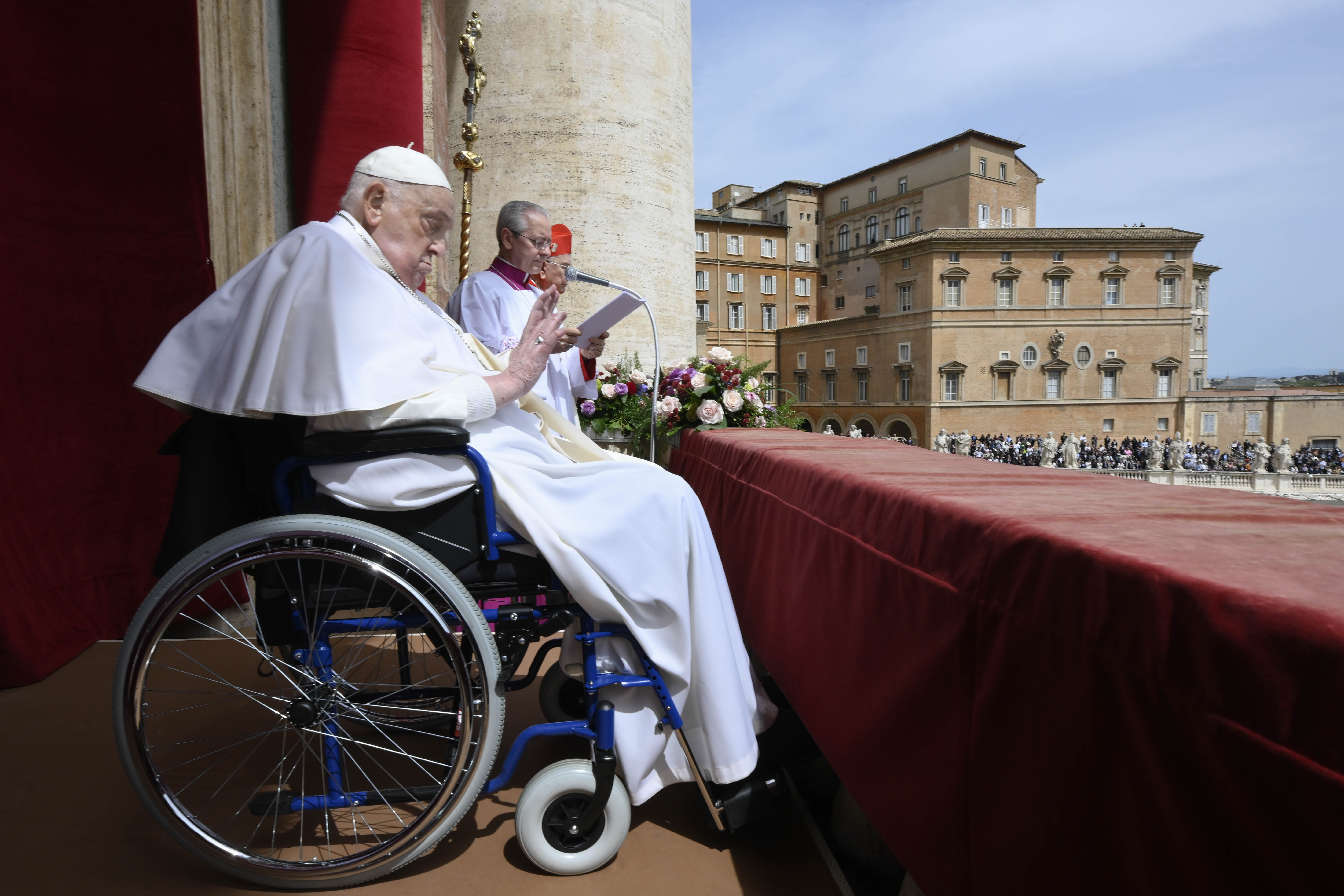 Pope Francis reiterates his call for peace for Gaza and the Holy Land in his April 20, 2025, Easter urbi et orbi message. | Credit: Daniel Ibáñez/EWTN News